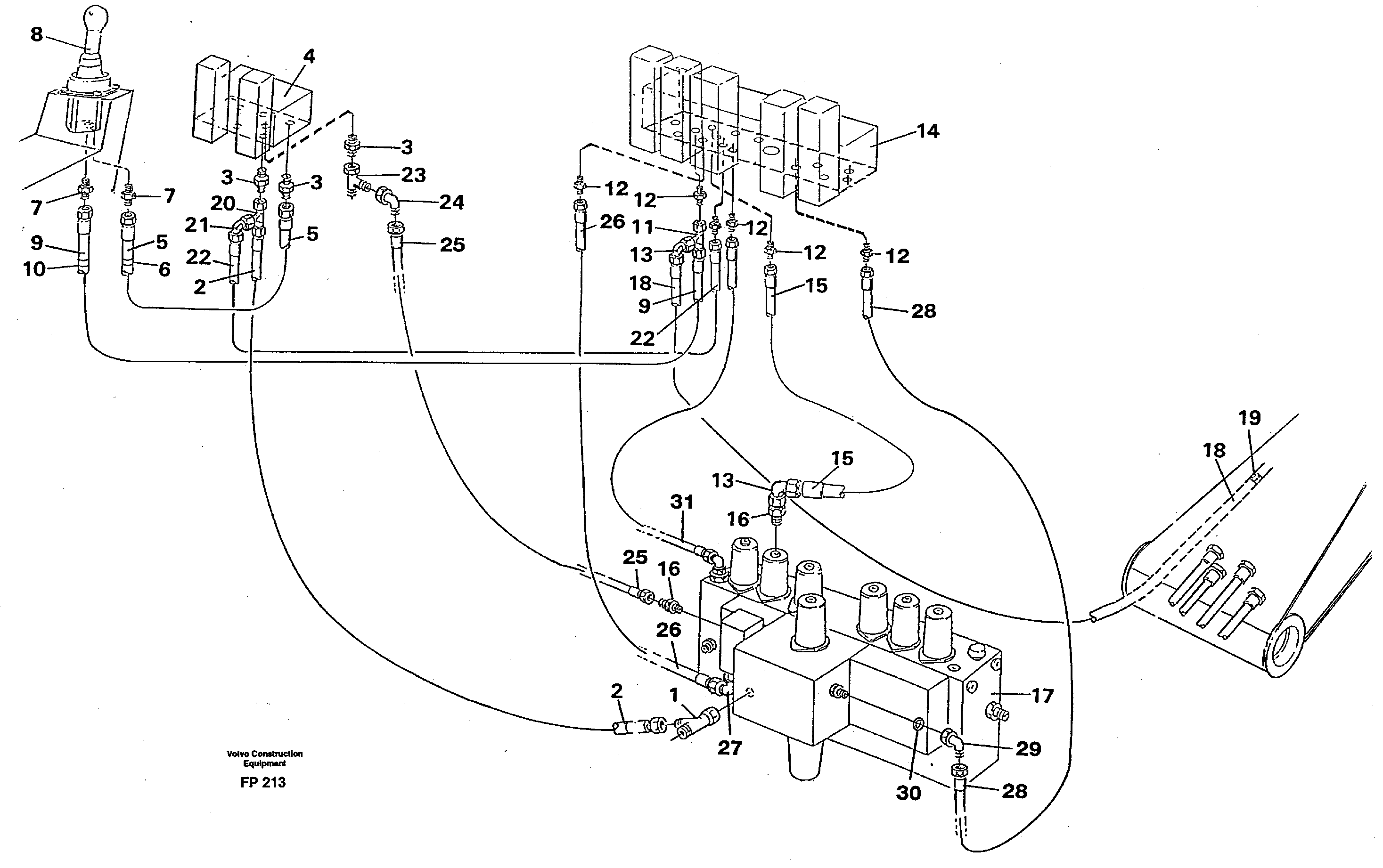 Servo hydraulics, boom — volvo parts diagram
