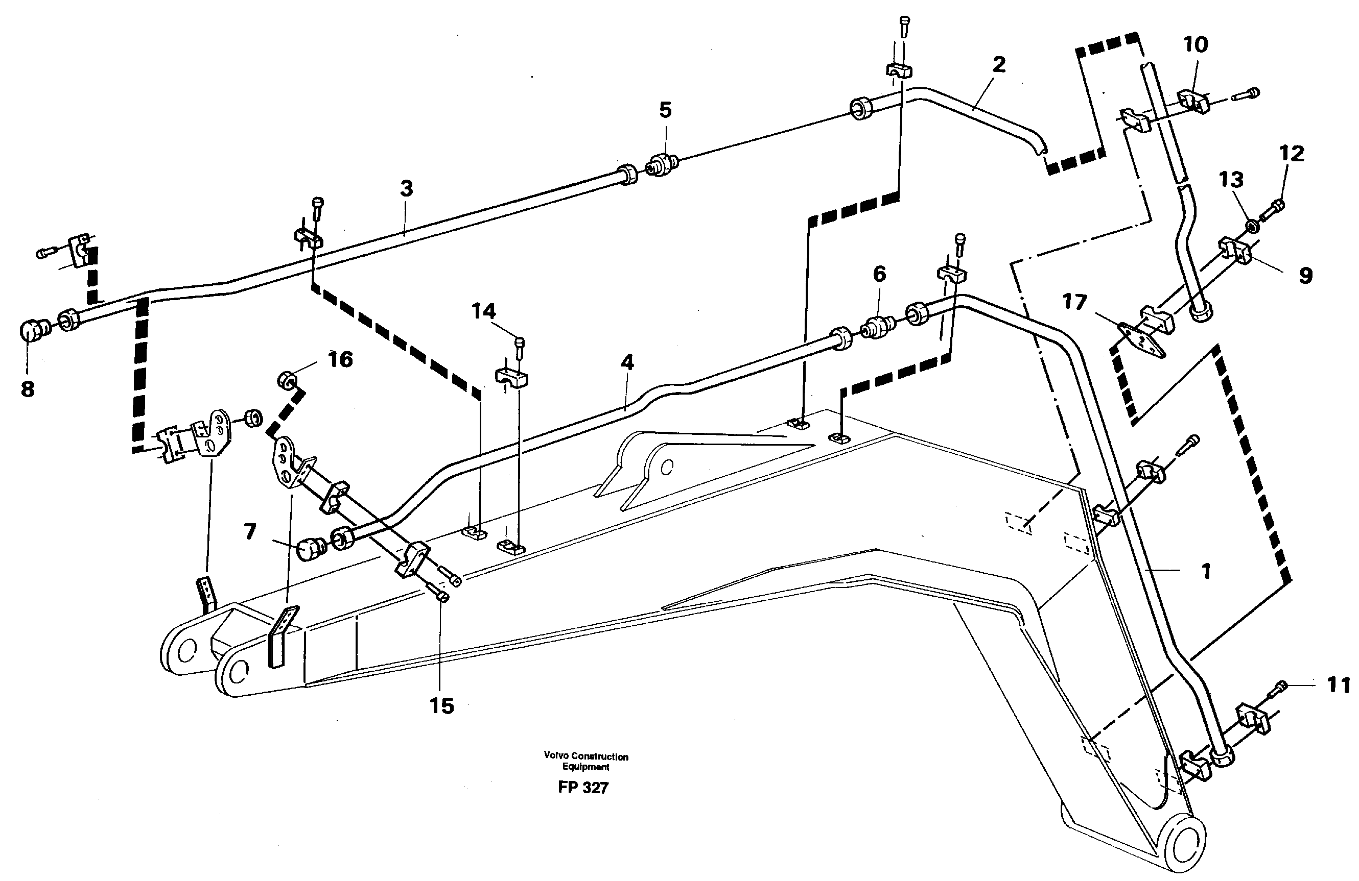 Hydraulic equipment for hammer on boom  14258770 — volvo parts diagram
