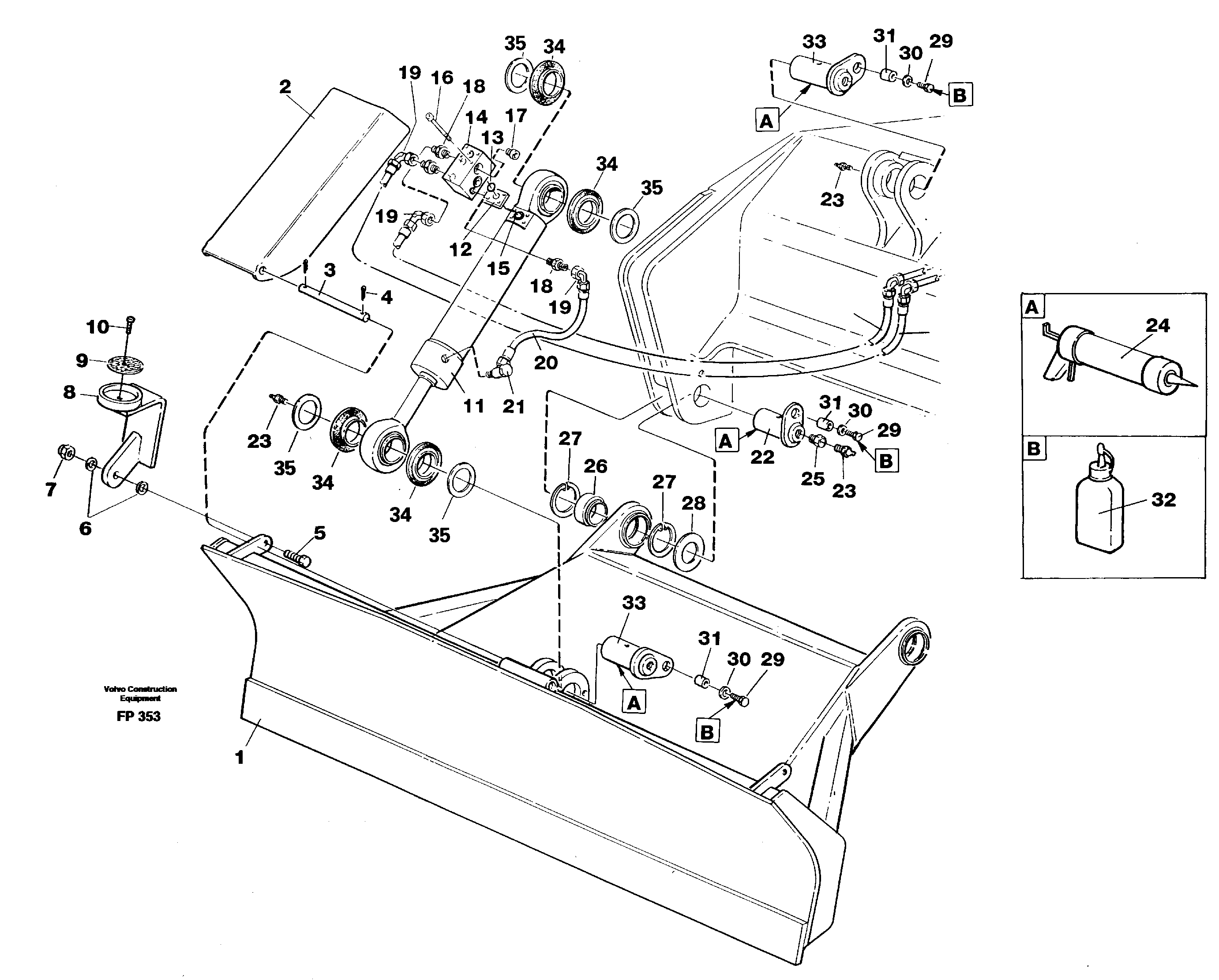 Dozer blade rear 2,5m, 2,6m  14302127 — volvo parts diagram