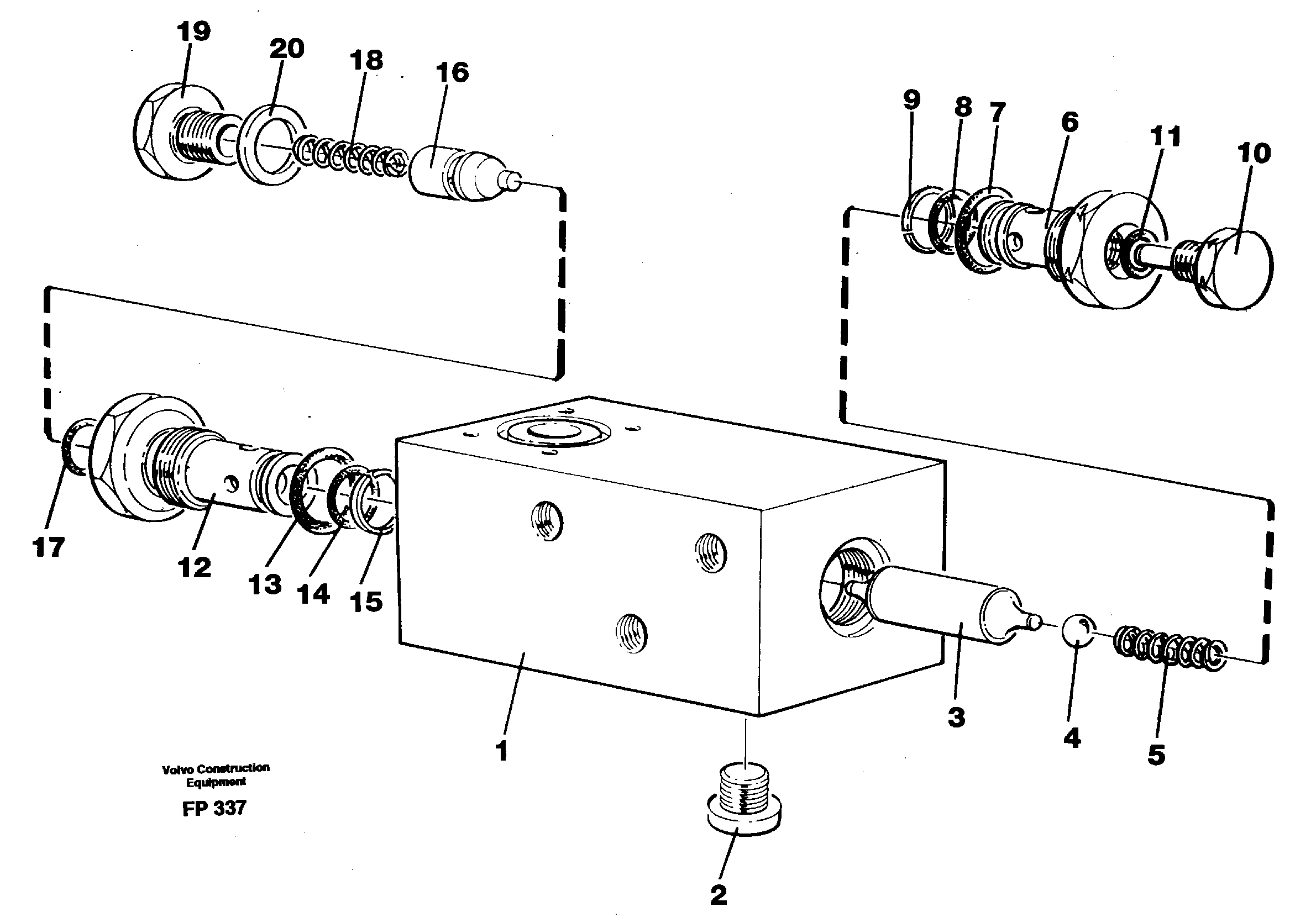 Hydraulic lock, dozer blade.  14251269, 14259272, 14259273, 14302127 — volvo parts diagram