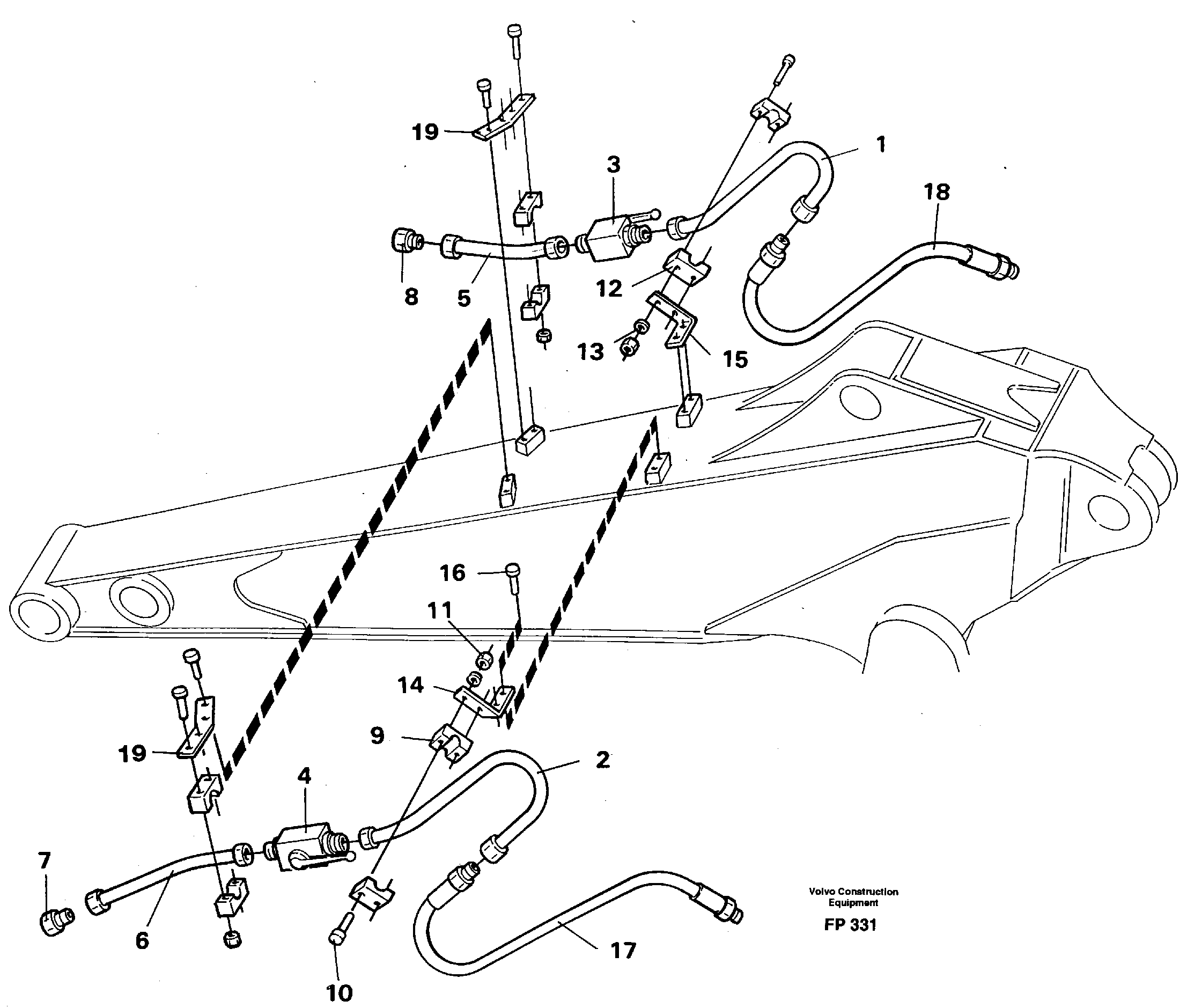 Hammer equipment with shut-off cocks  on dipperarm 2.0 m/2.4 m  14262398 14253109 — volvo parts diagram