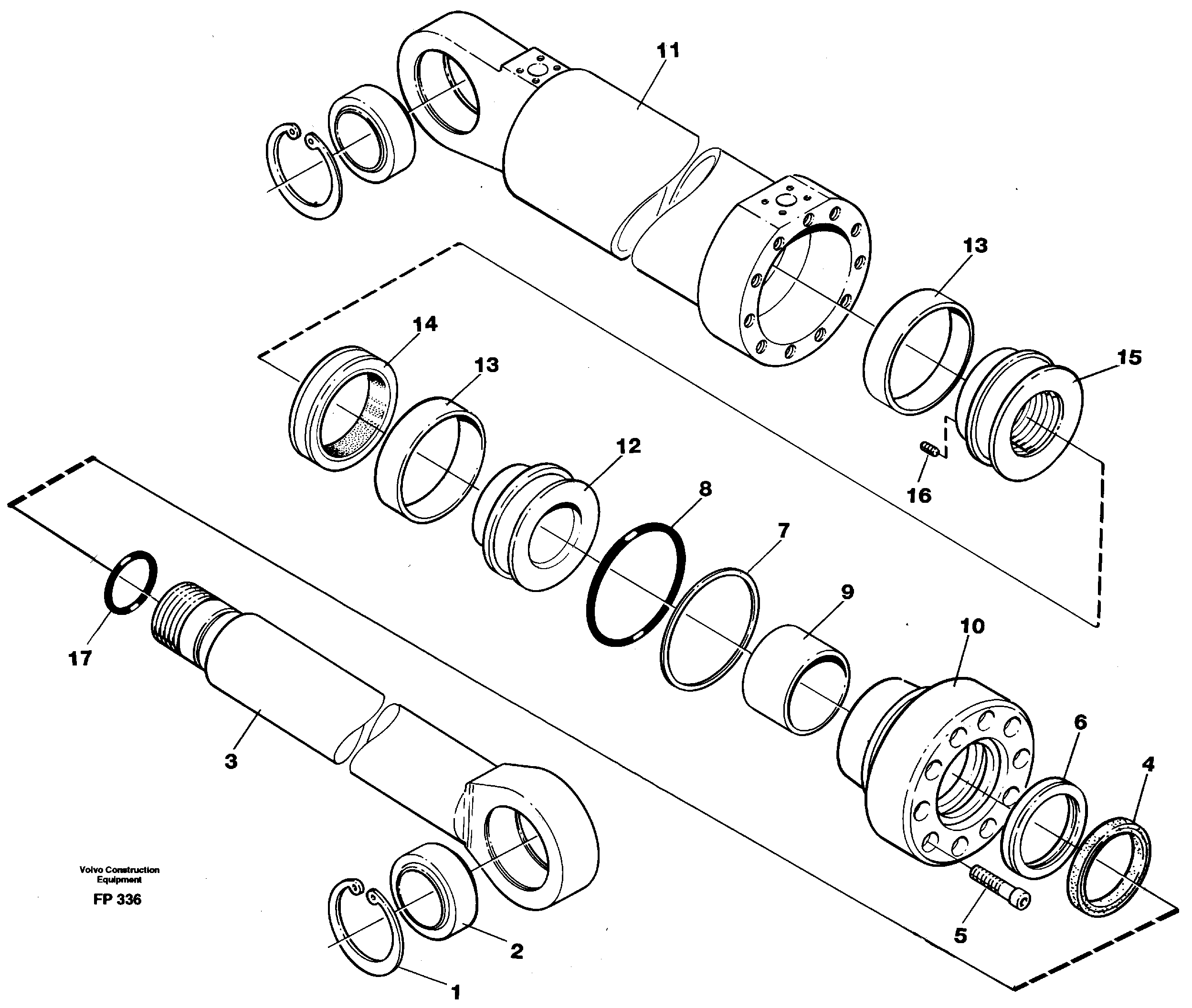 Hydraulic cylinder, dozer blade  14251269 — volvo parts diagram