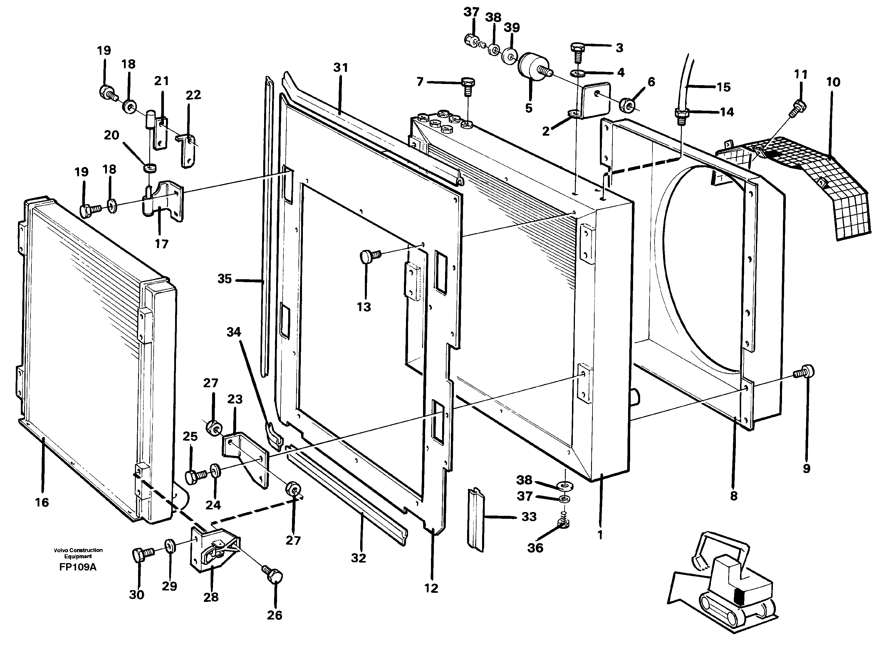 Radiator with fitting parts — volvo parts diagram