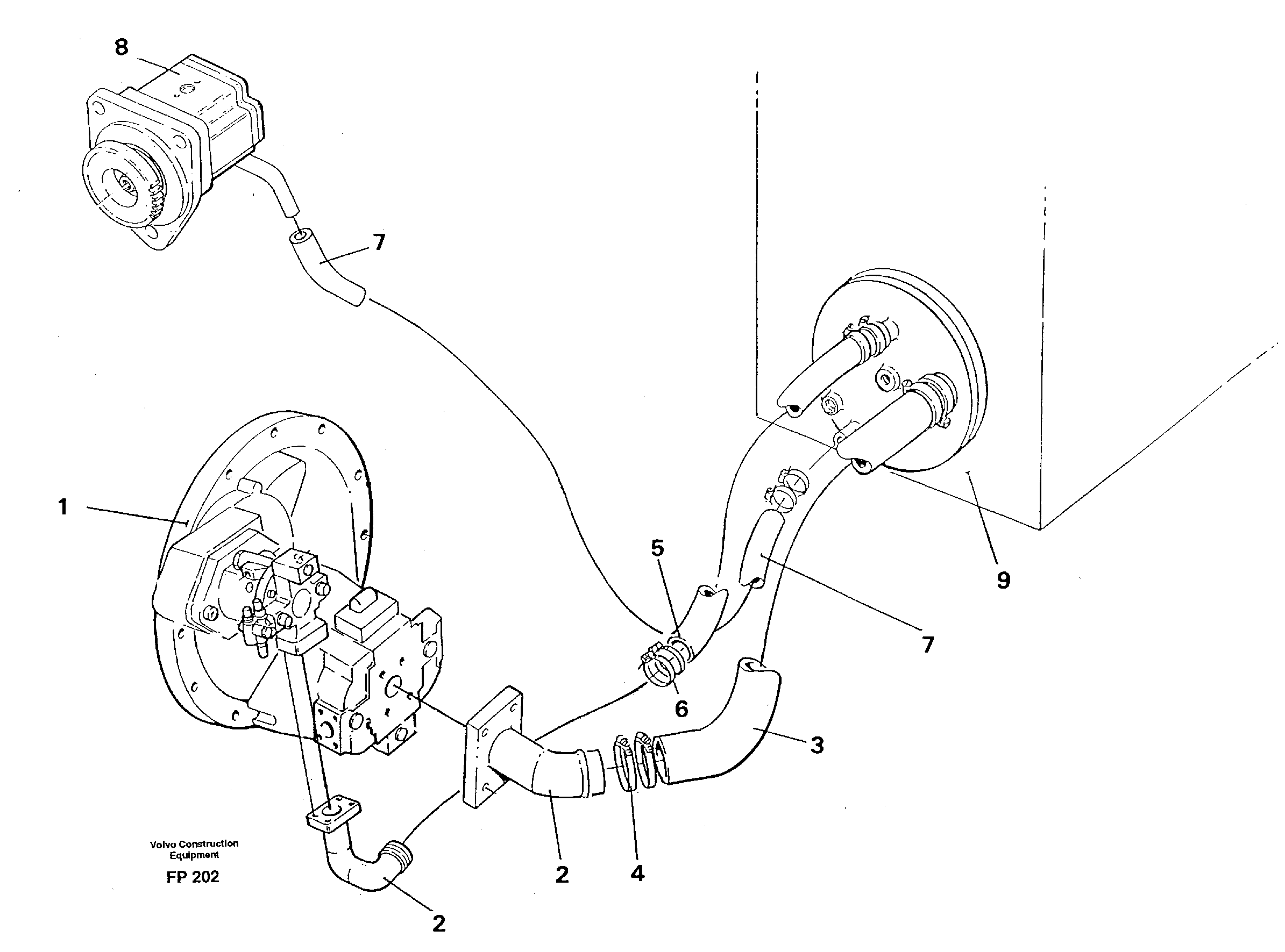 Hydraulic system suction lines — volvo parts diagram