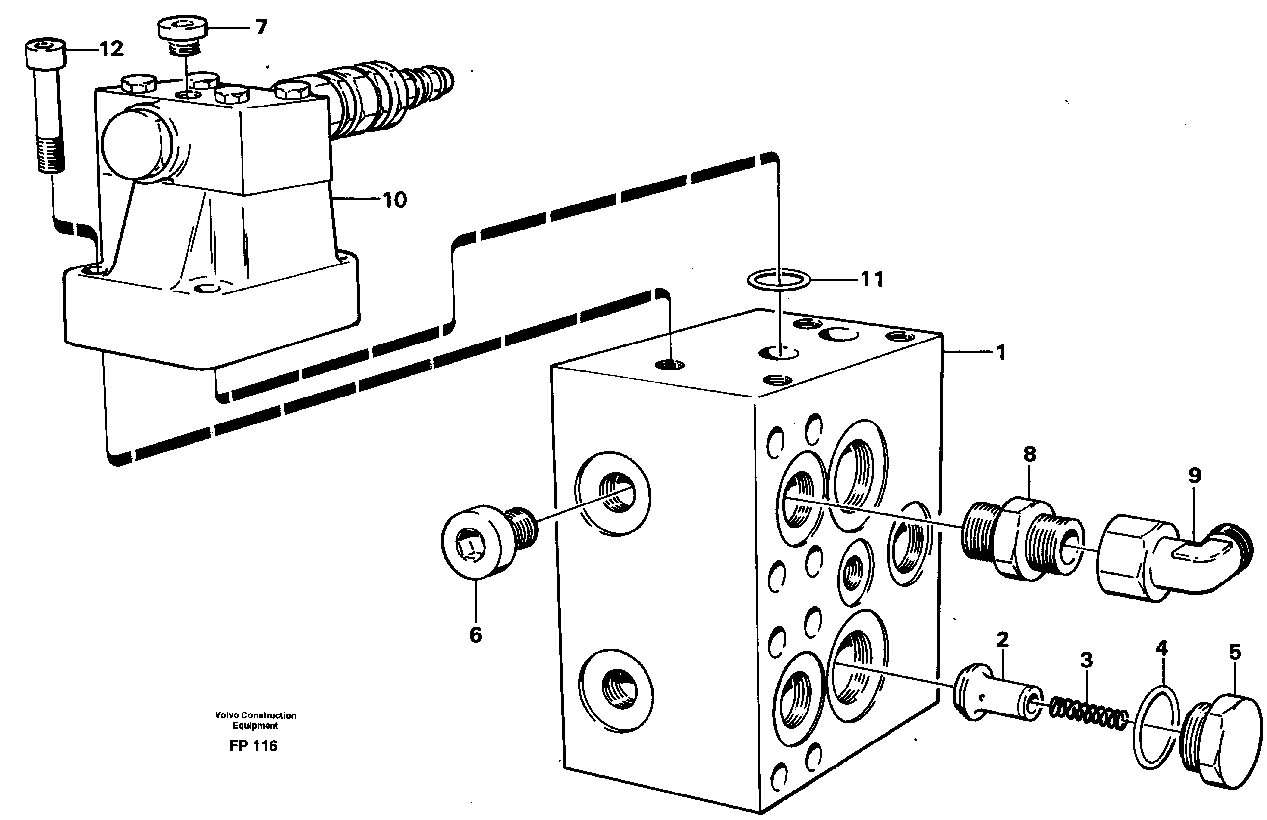 Pressure limiting valve for slew motor — volvo parts diagram