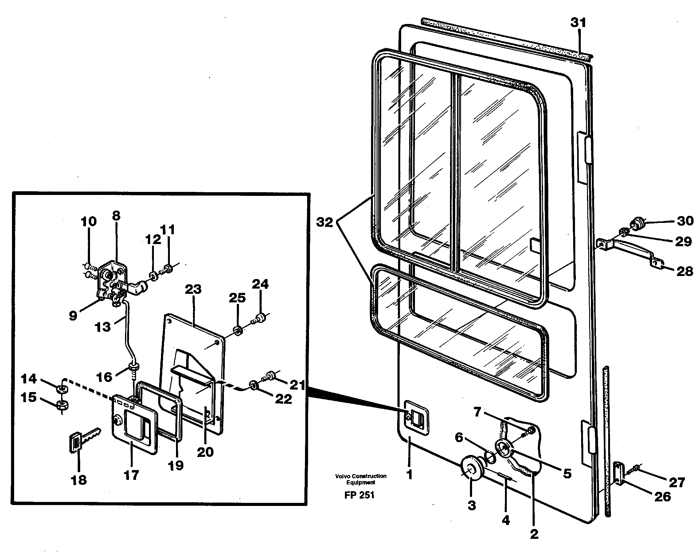 Door, operator's cab — volvo parts diagram