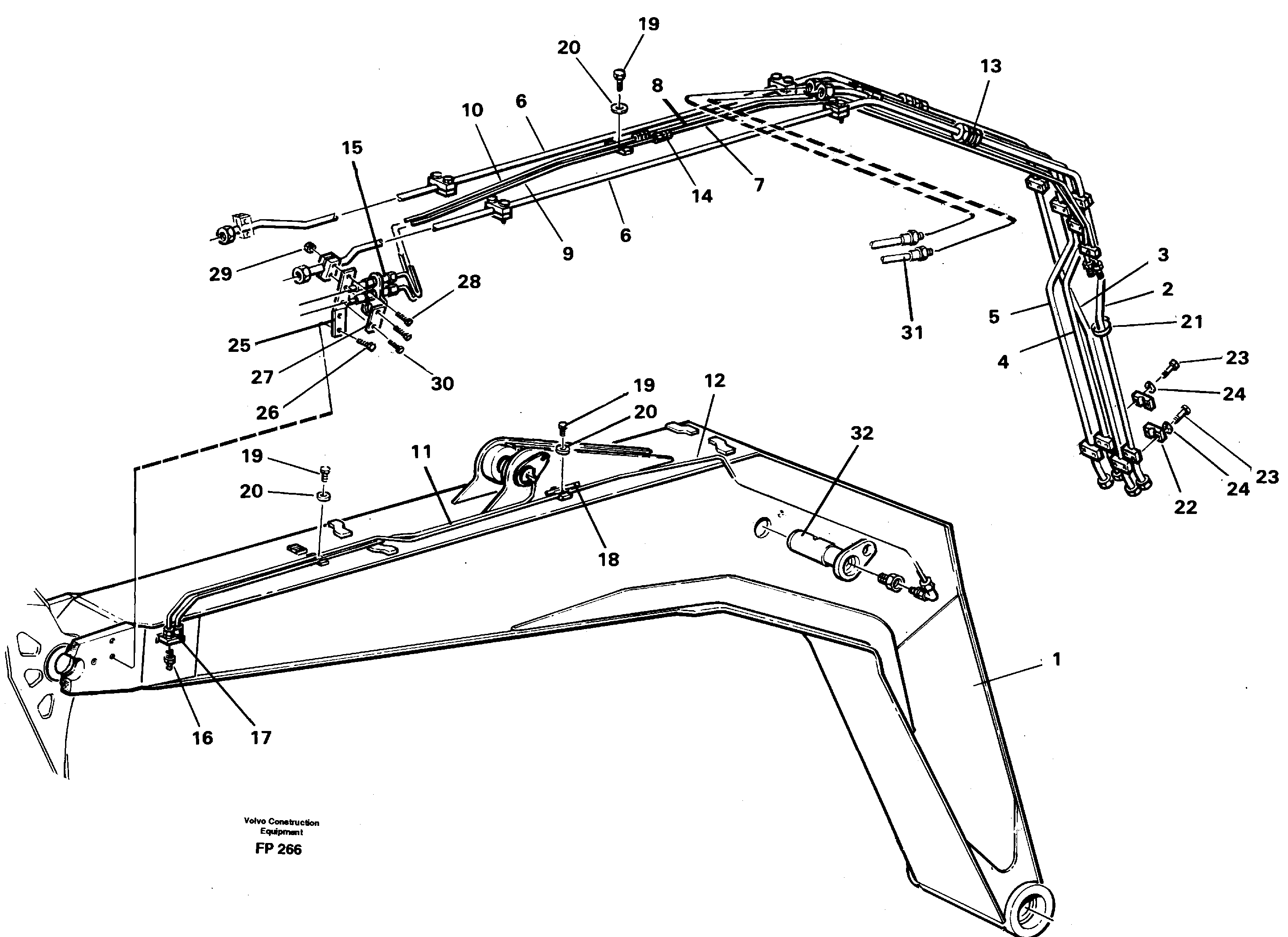 Pipes and fittings, boom 6.65 m  14268048 — volvo parts diagram
