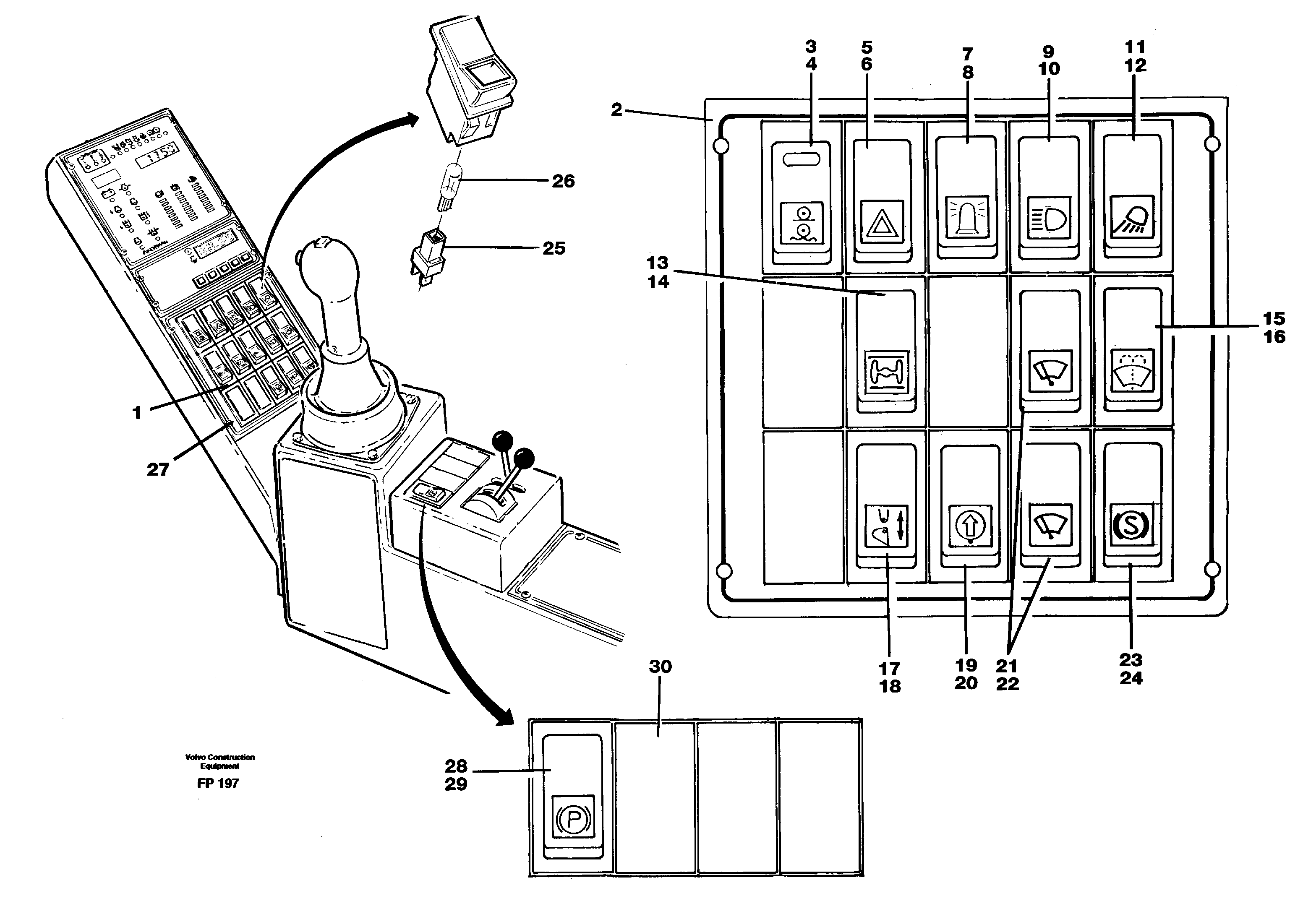 Rocker switch panel — volvo parts diagram