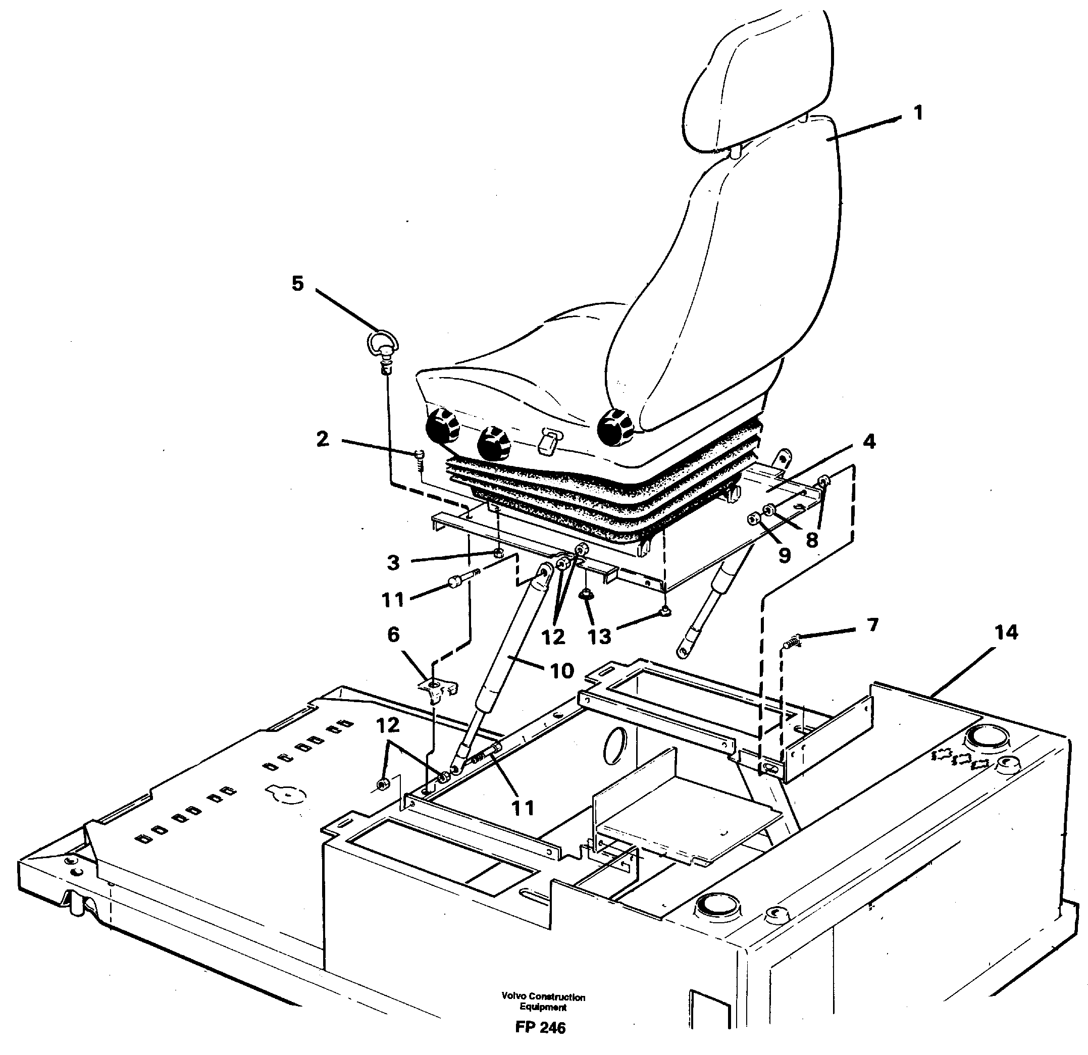 Operator seat with fitting parts — volvo parts diagram