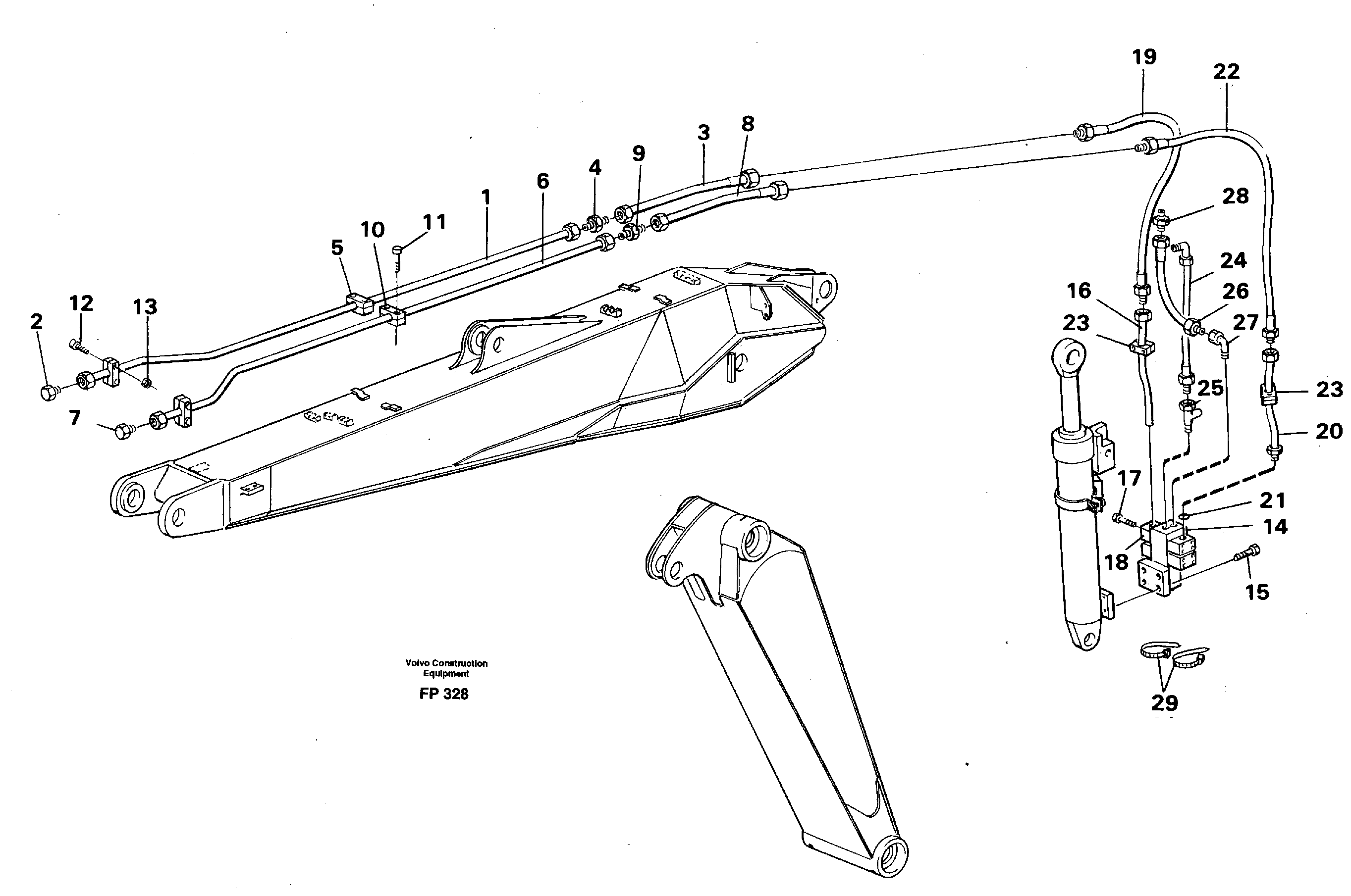 Hydraulic hammer, adjustable boom  14258773 — volvo parts diagram