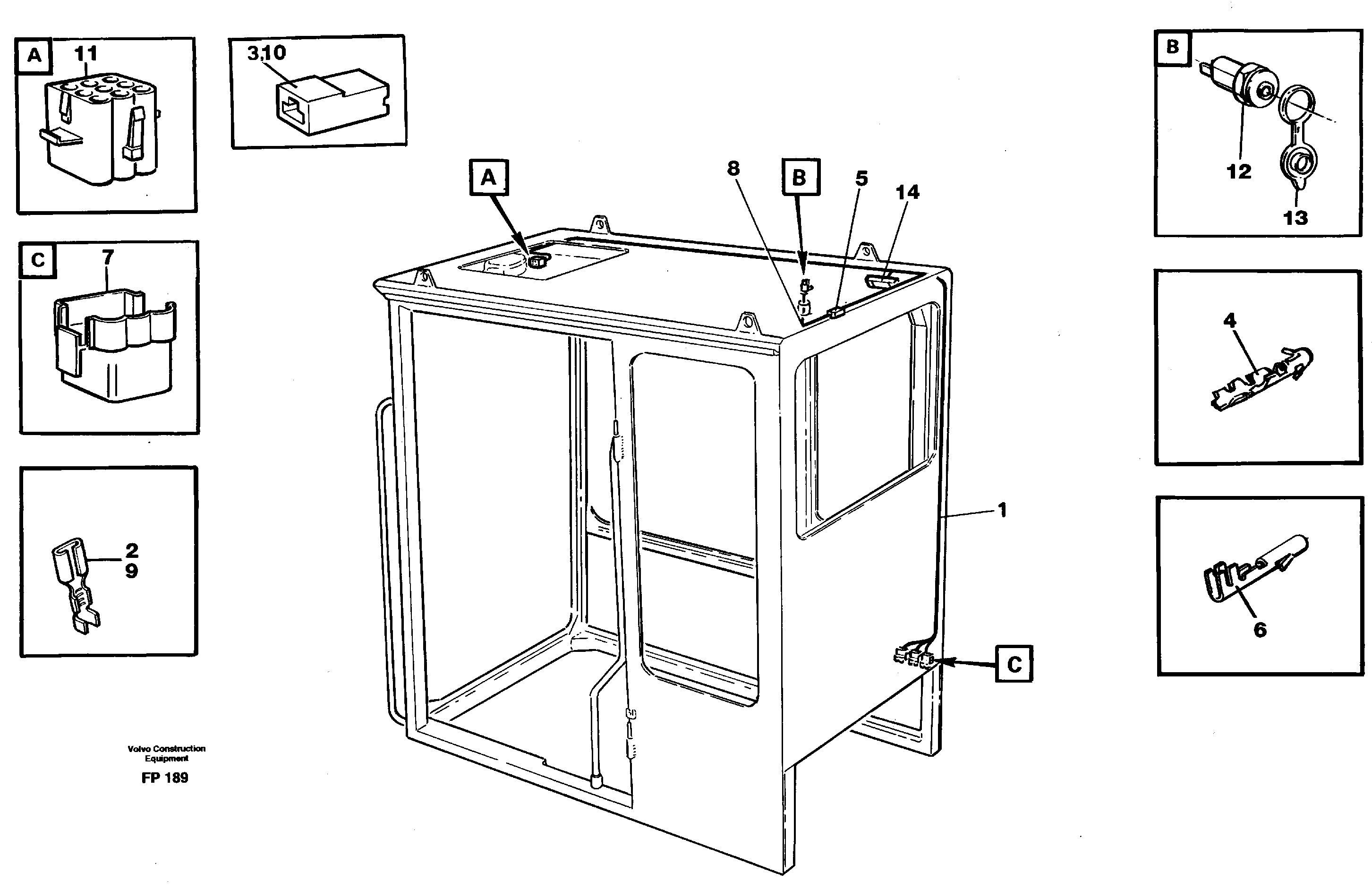 Cable harnesses, cab — volvo parts diagram