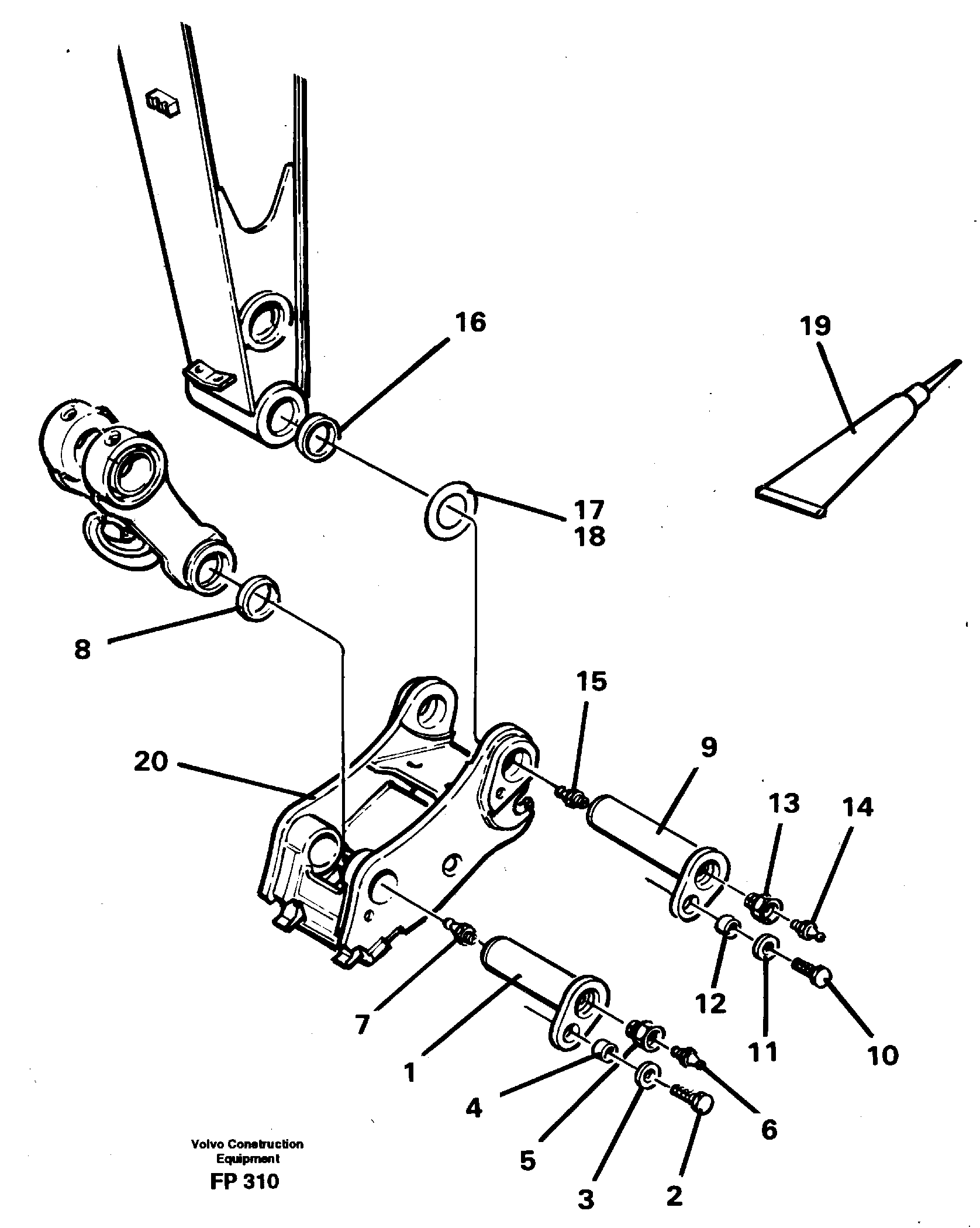 Attachements, dipper arm-quickfit — volvo parts diagram
