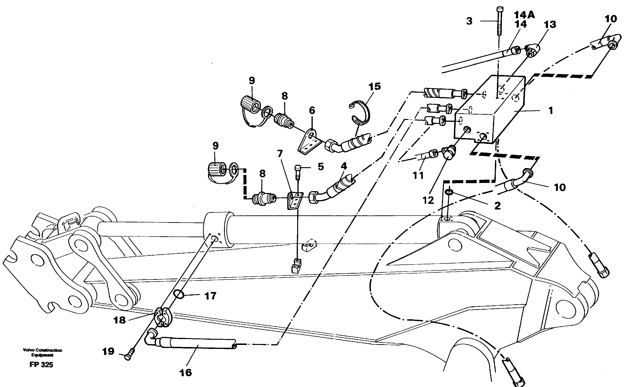 Grab equipment, dipper arm 2.0 m /2.4 m  14262401 14259547 — volvo parts diagram