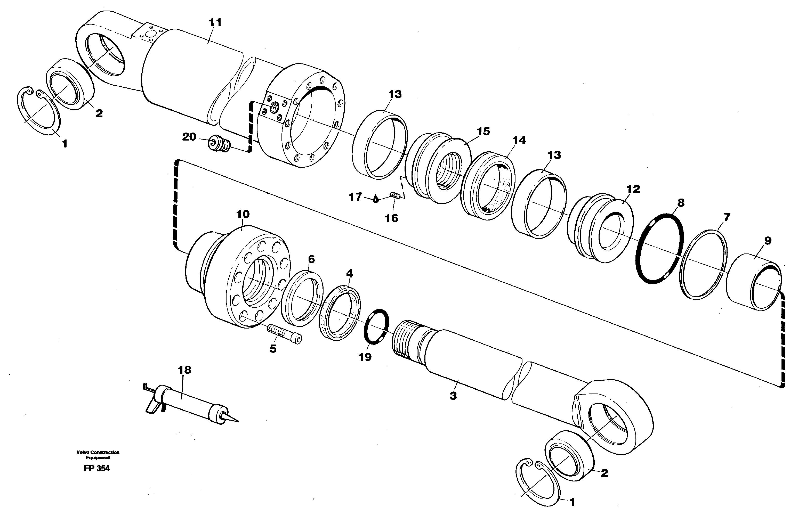 Hydraulic cylinder, dozer blade  14302127 — volvo parts diagram