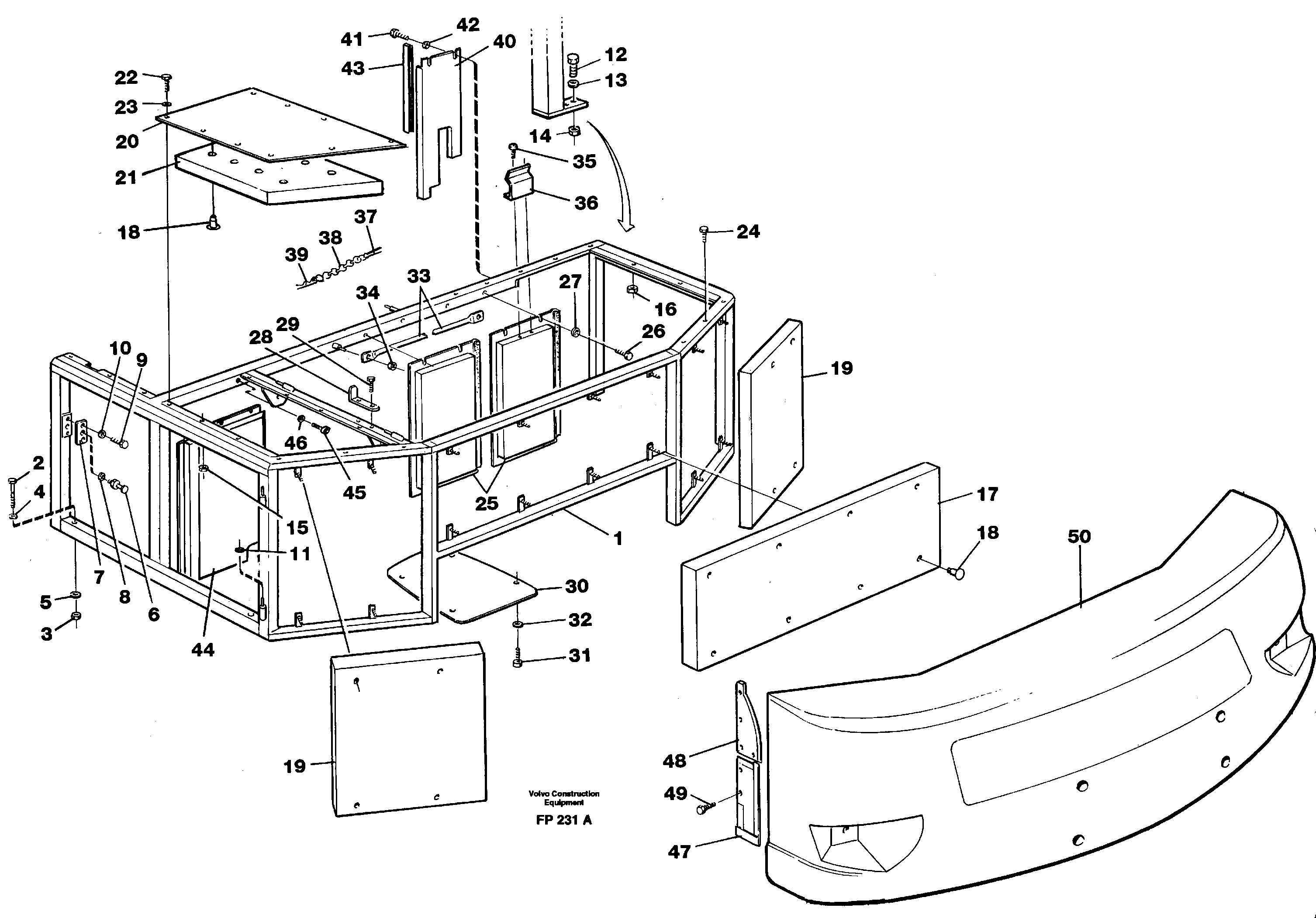Support, cover plates, rear — volvo parts diagram