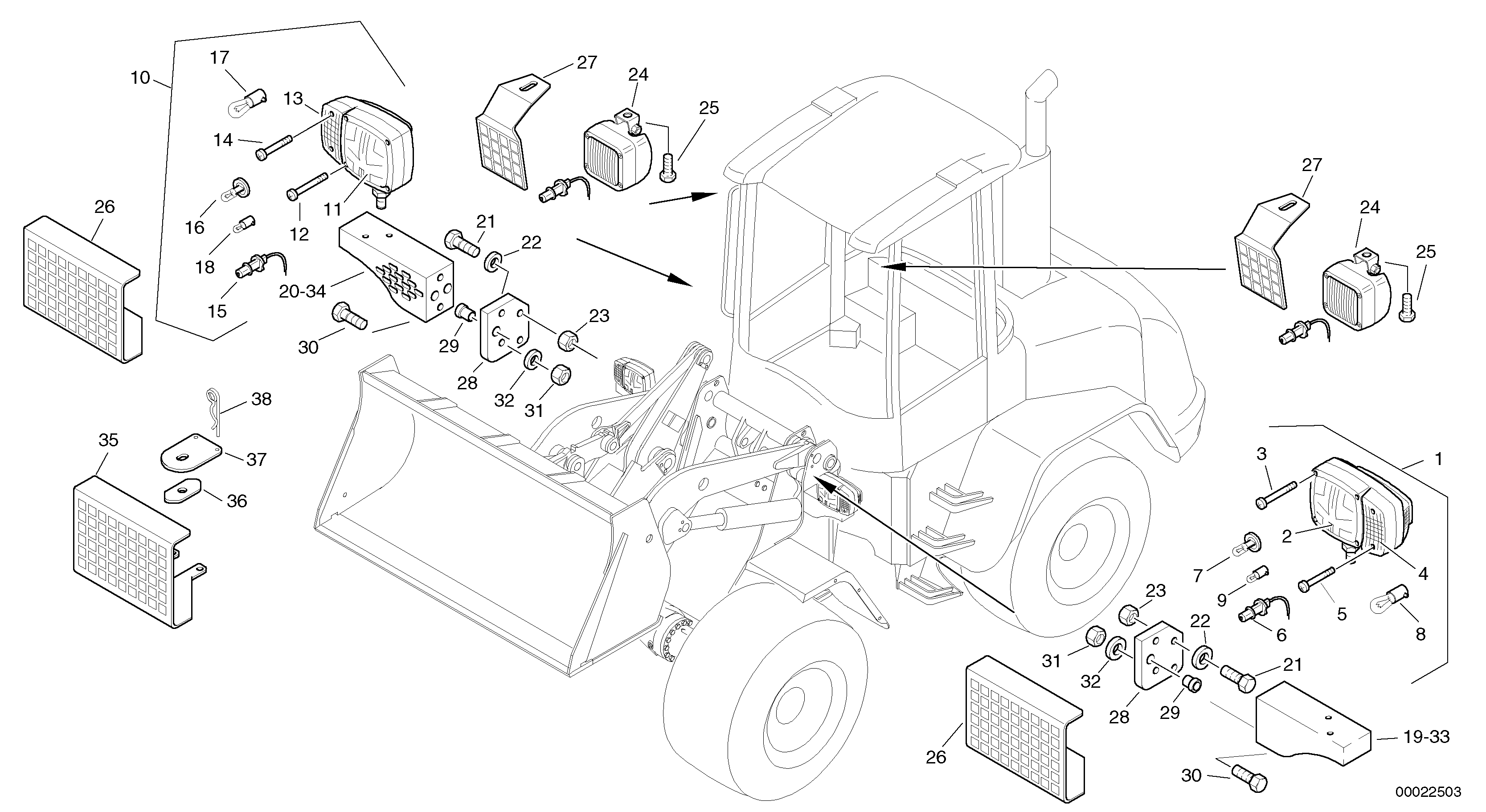 Lighting, front — volvo parts diagram