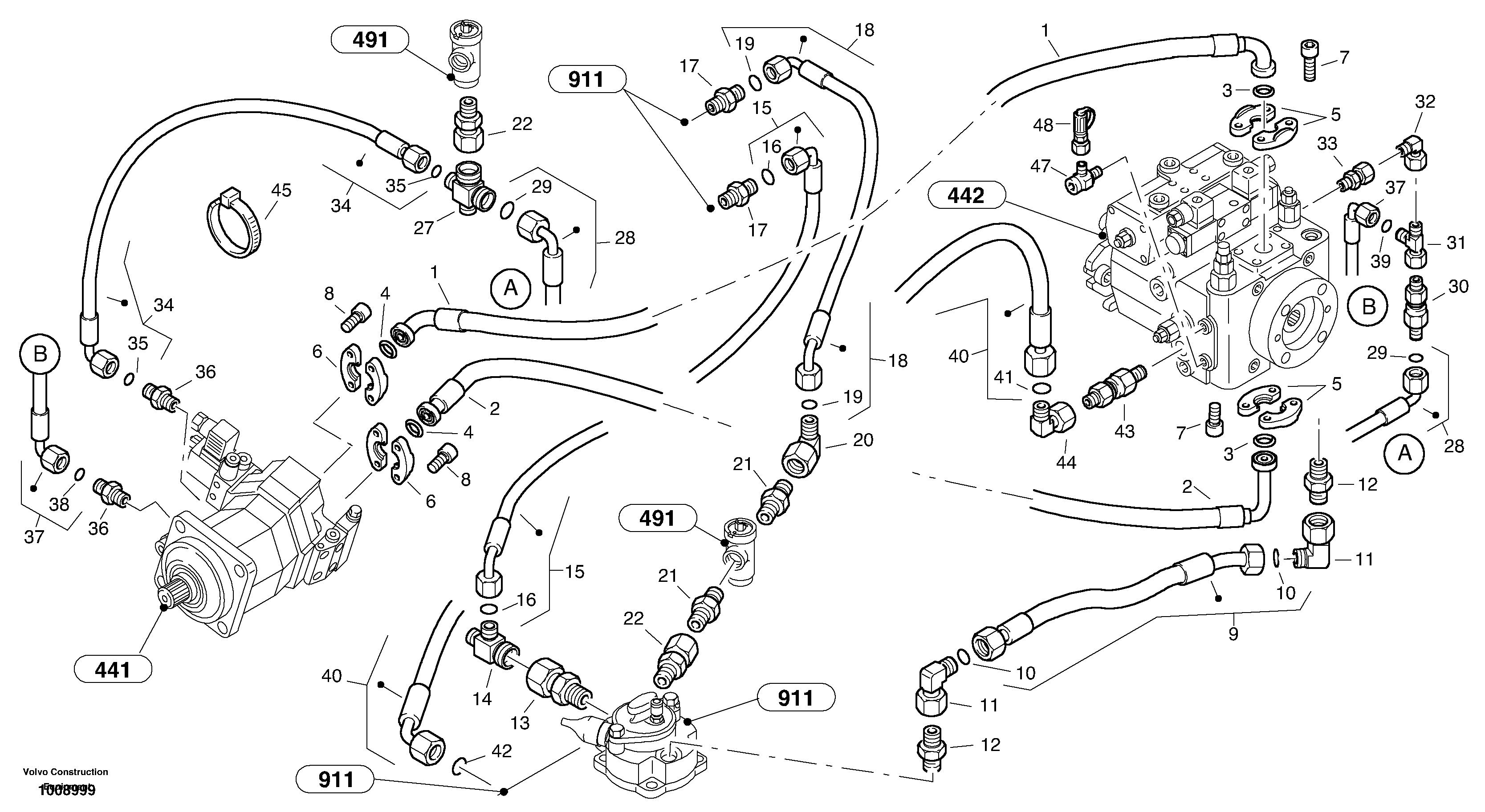 Lines - Hydrostatic drive — volvo parts diagram
