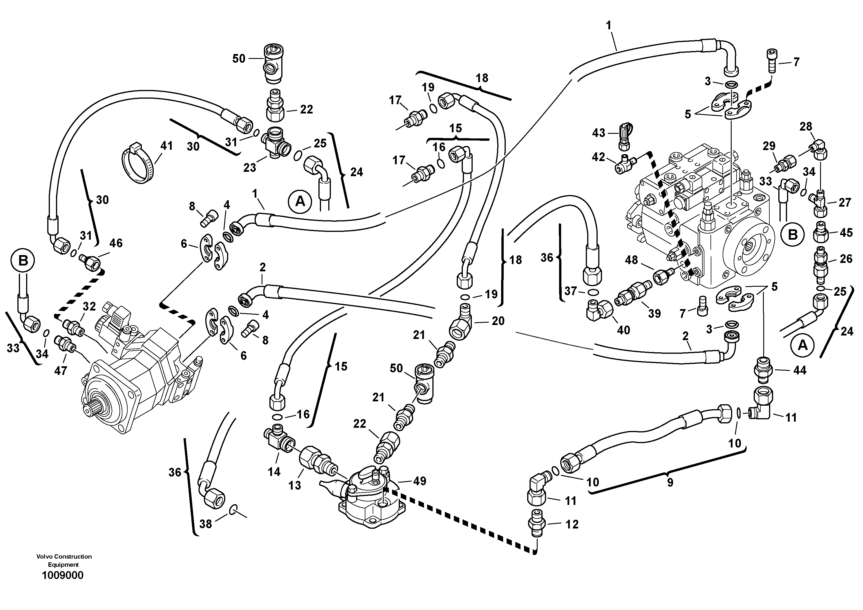 Lines - hydrostatic drive — volvo parts diagram