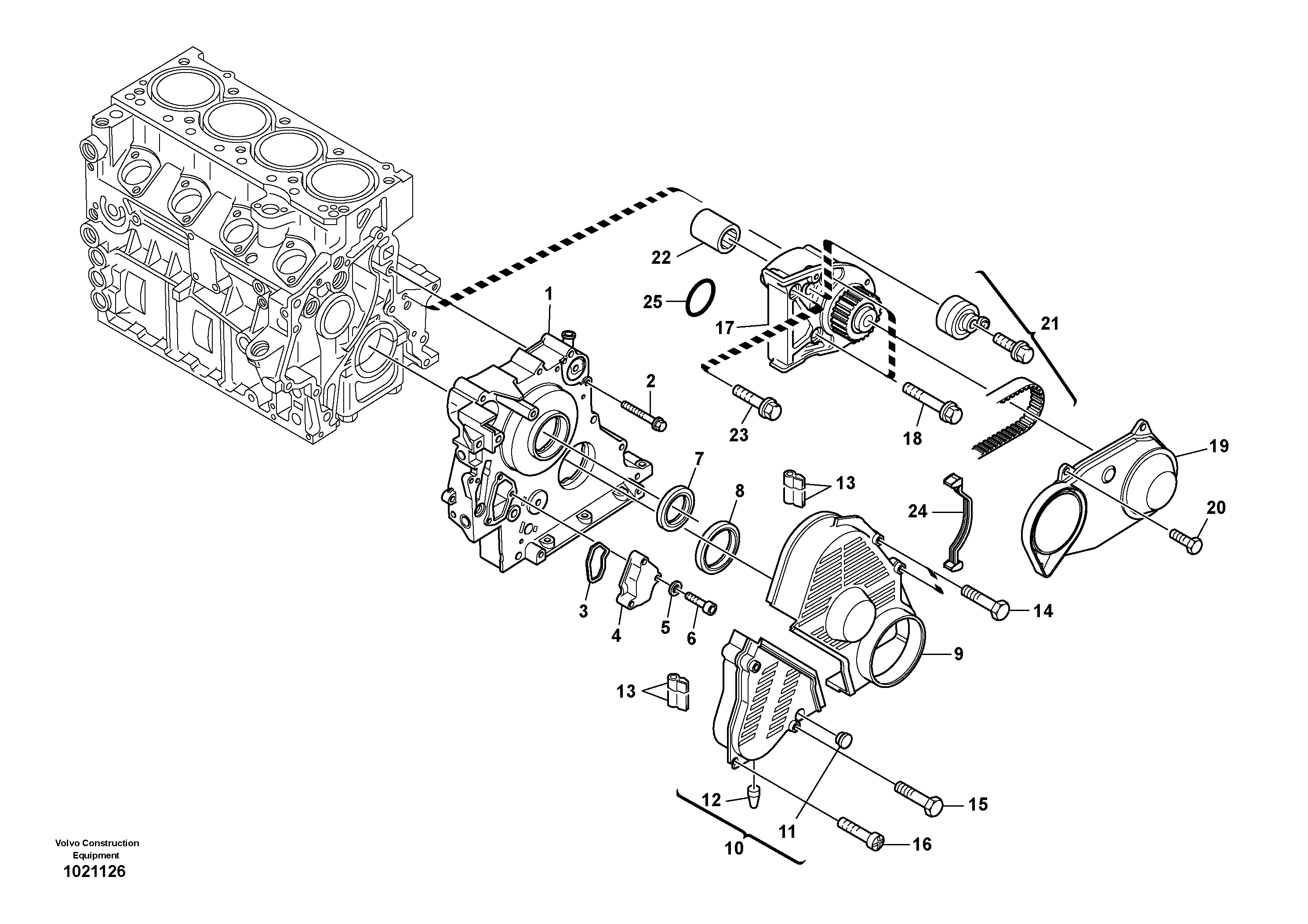 Timing gear housing (front cover) — volvo parts diagram