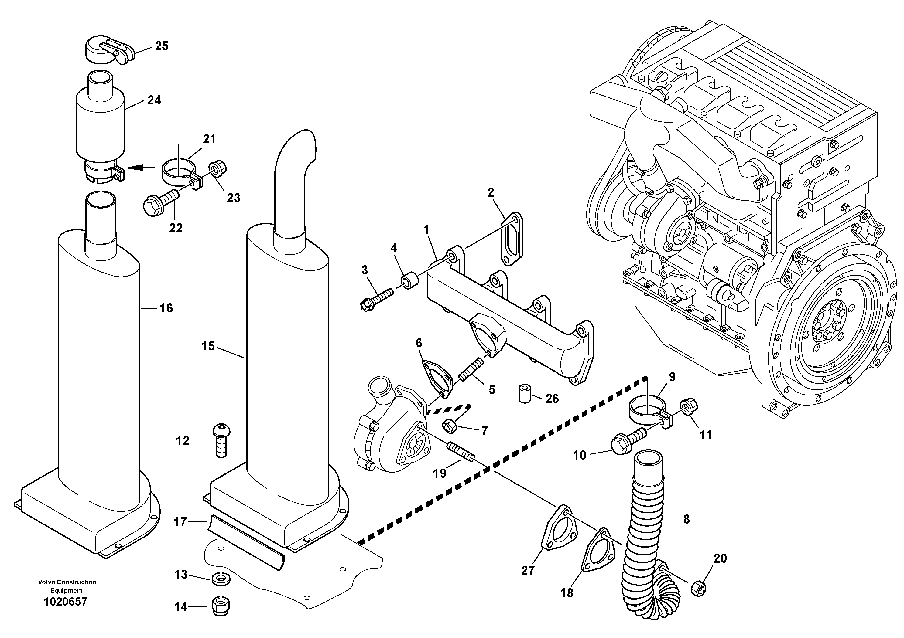 Exhaust system — volvo parts diagram