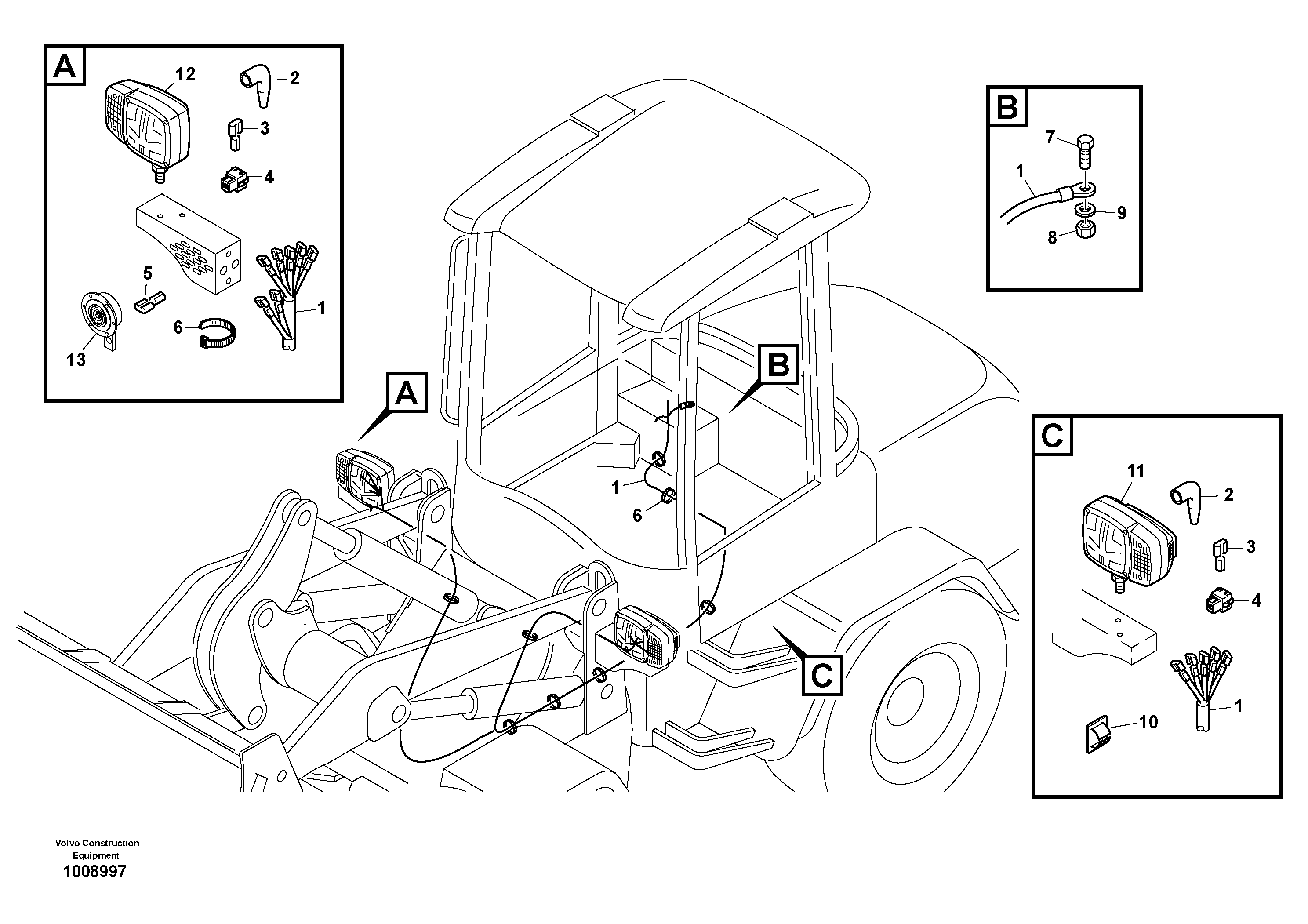 Cable tree, front — volvo parts diagram