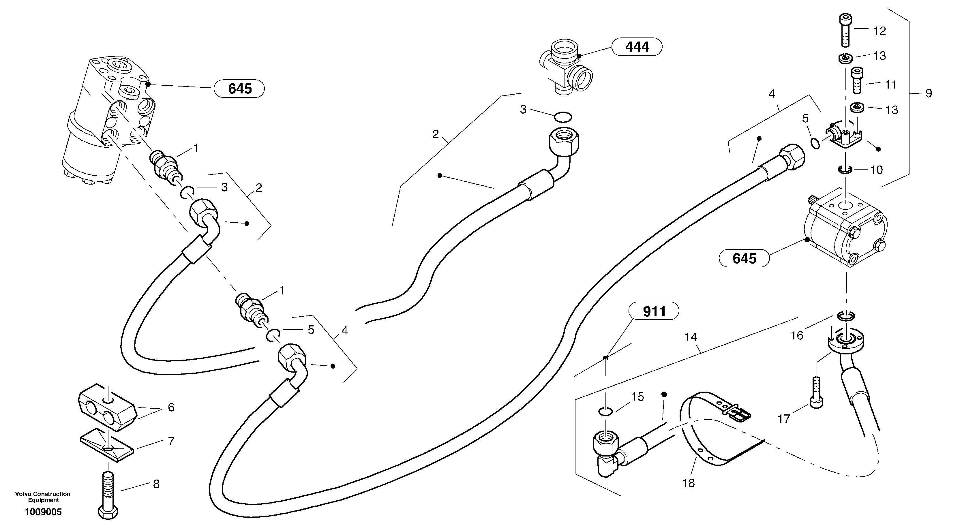 Steering-hydraulic equipment - rear vehicle — volvo parts diagram