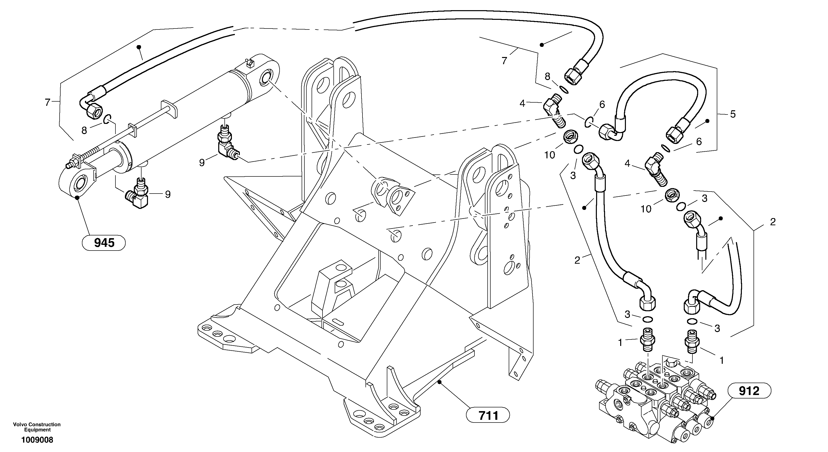 Hydraulic lines - tilt hydraulic — volvo parts diagram