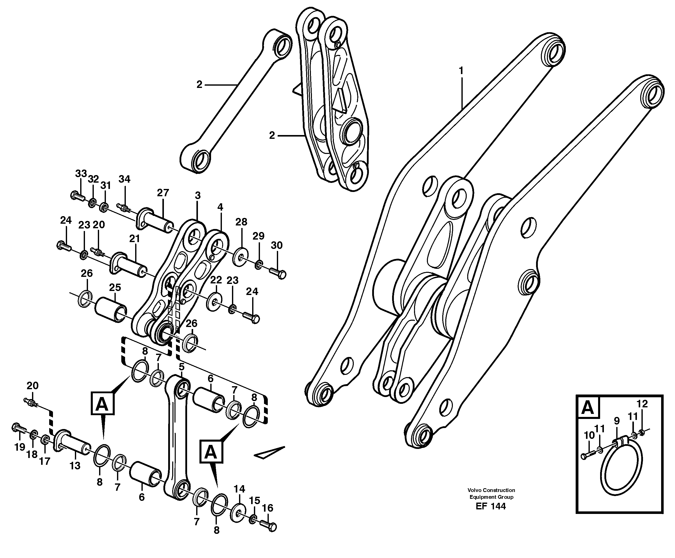 Forward links with assembly parts  33511, 33513 — volvo parts diagram