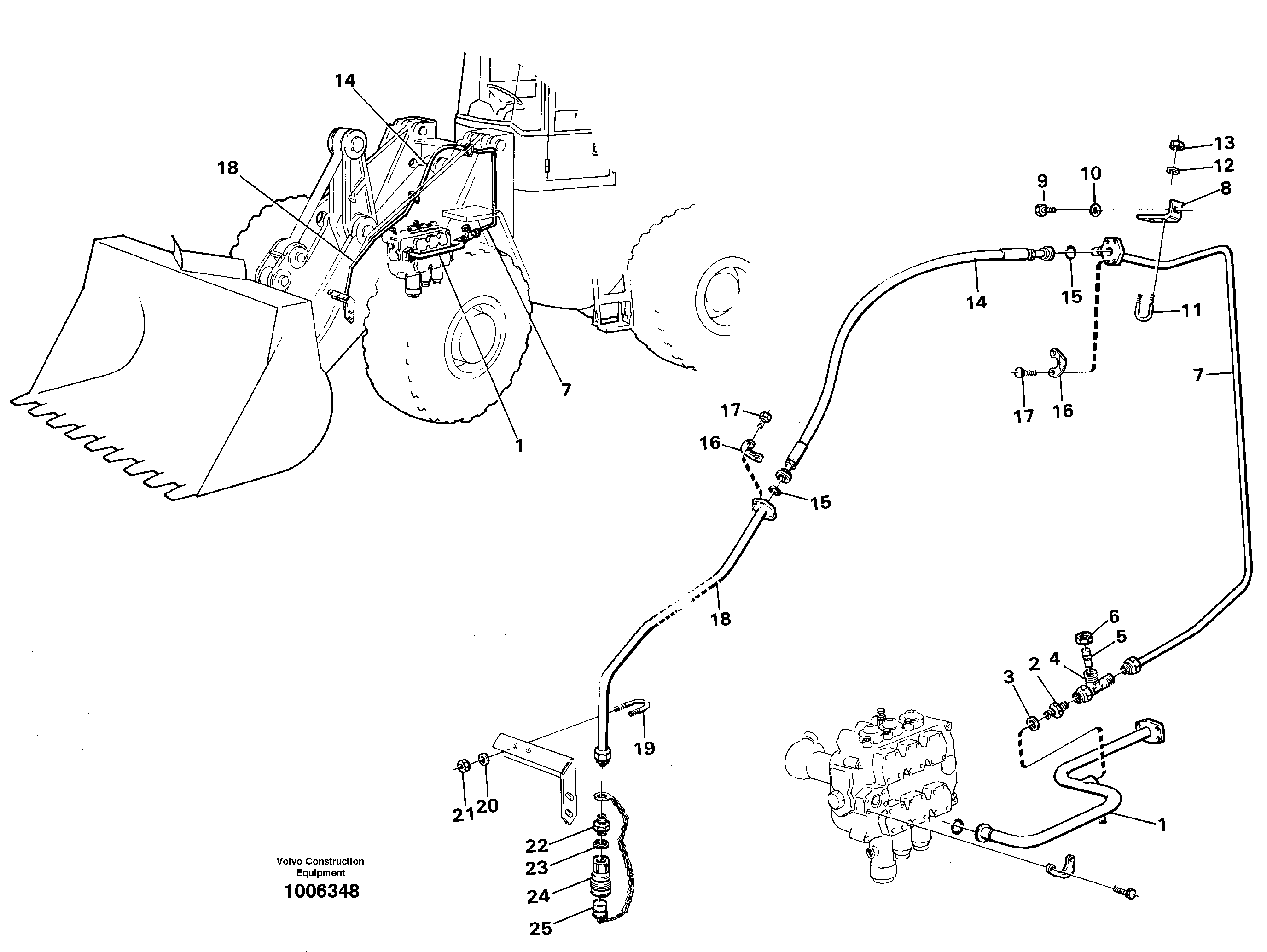 Hydraulic system, 3:rd function, return line.  91727, 94783 — volvo parts diagram