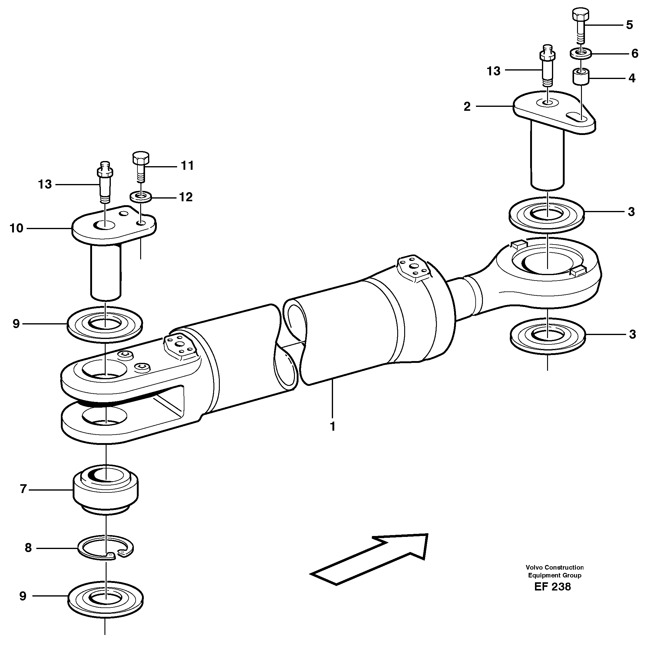 Hydraulic cylinder with fitting parts — volvo parts diagram