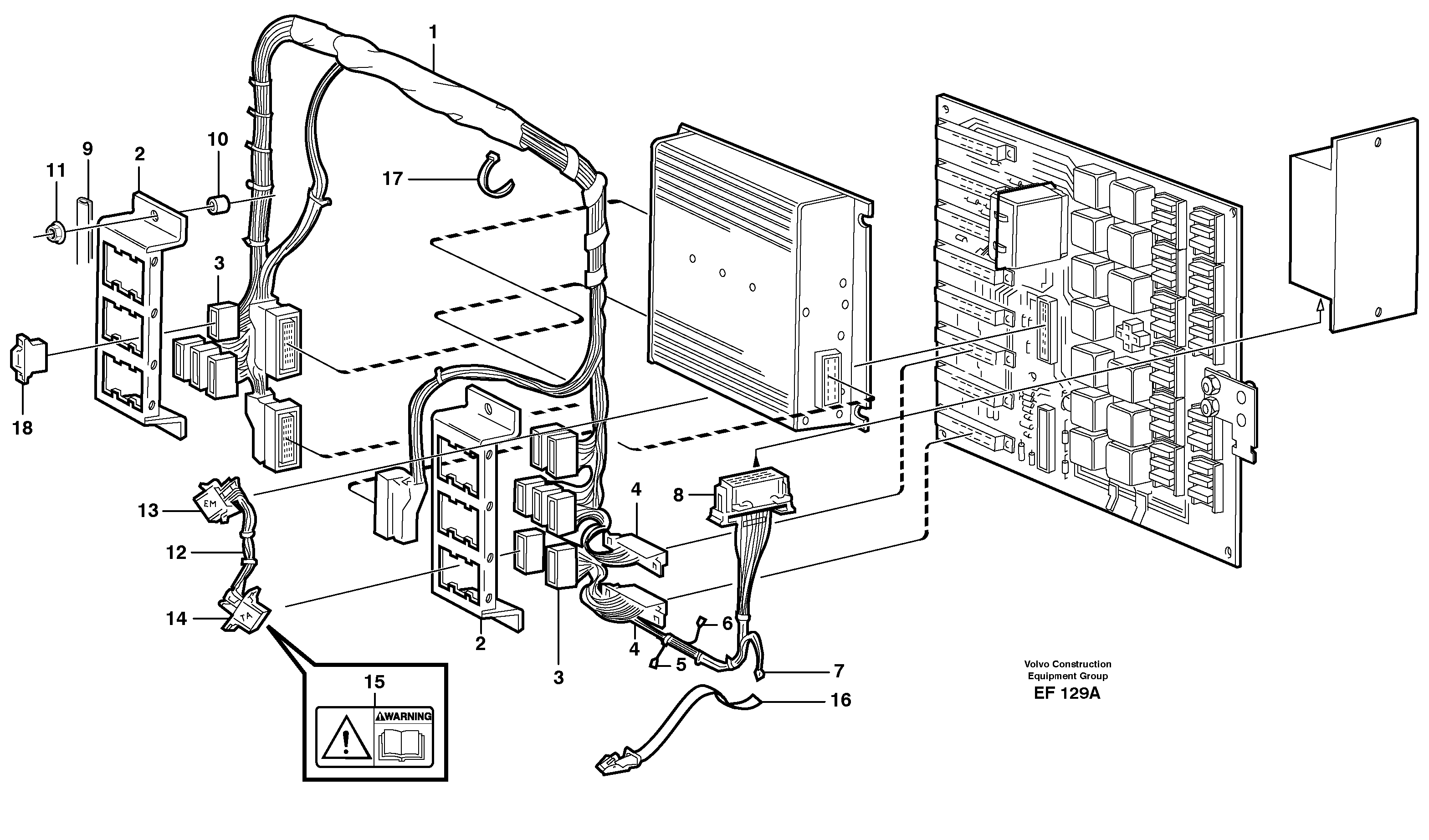 Electrical distribution unit and cable harness — volvo parts diagram
