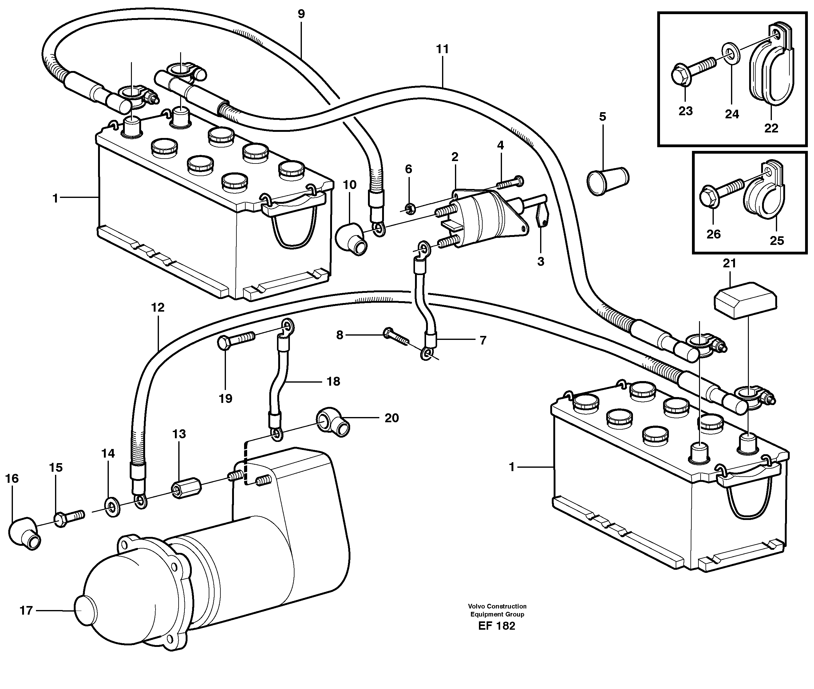 Battery cable and main switch — volvo parts diagram