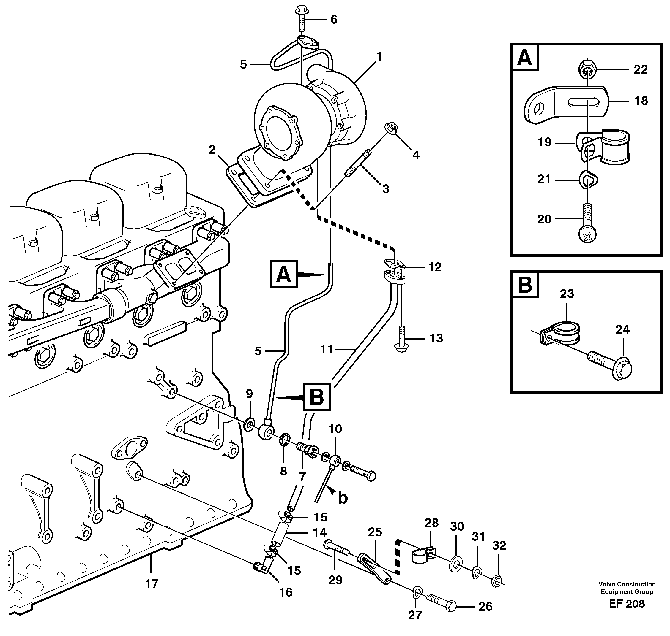 Turbocharger with fitting parts — volvo parts diagram