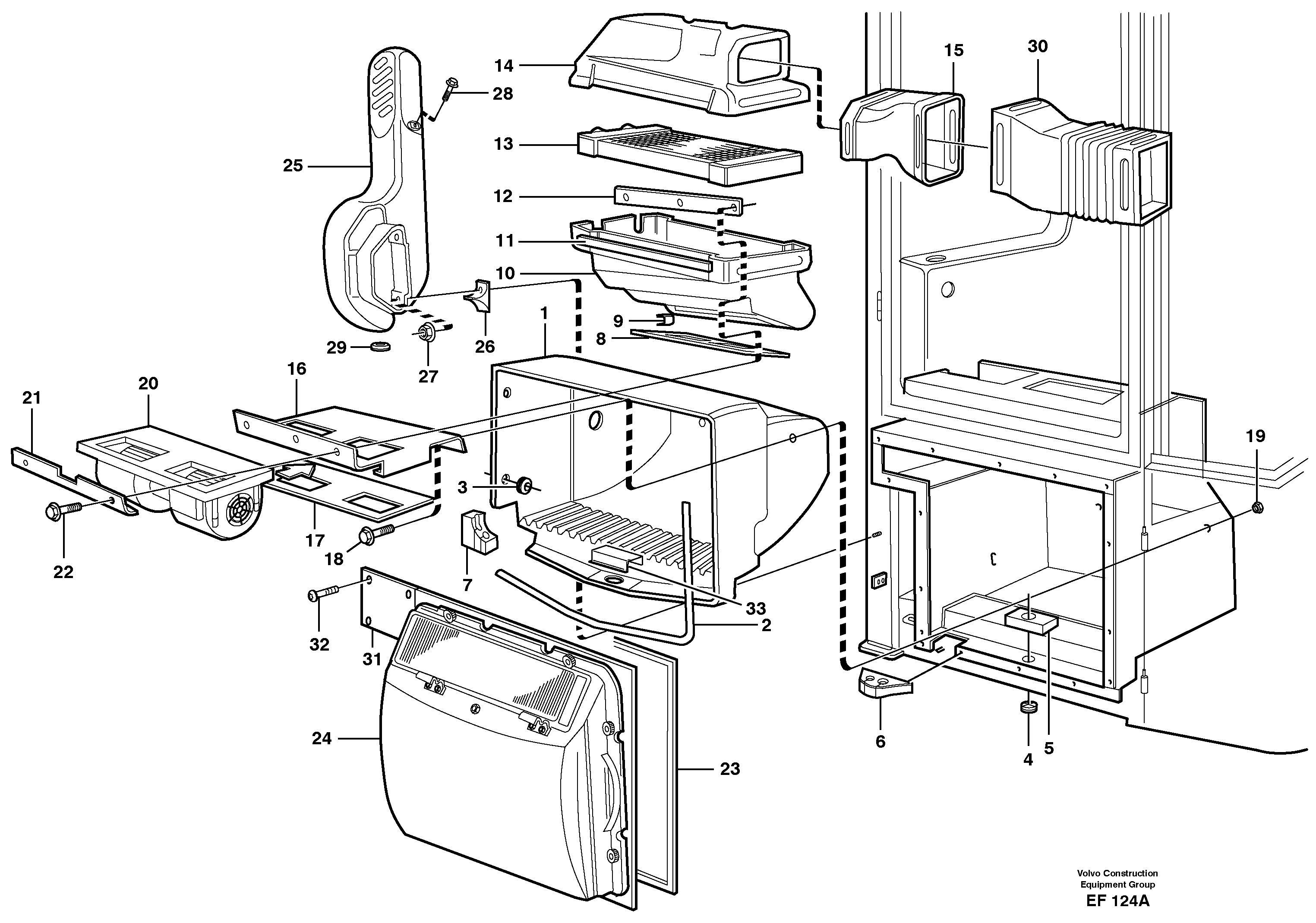 Fresh air inlet, filter and fan housing — volvo parts diagram