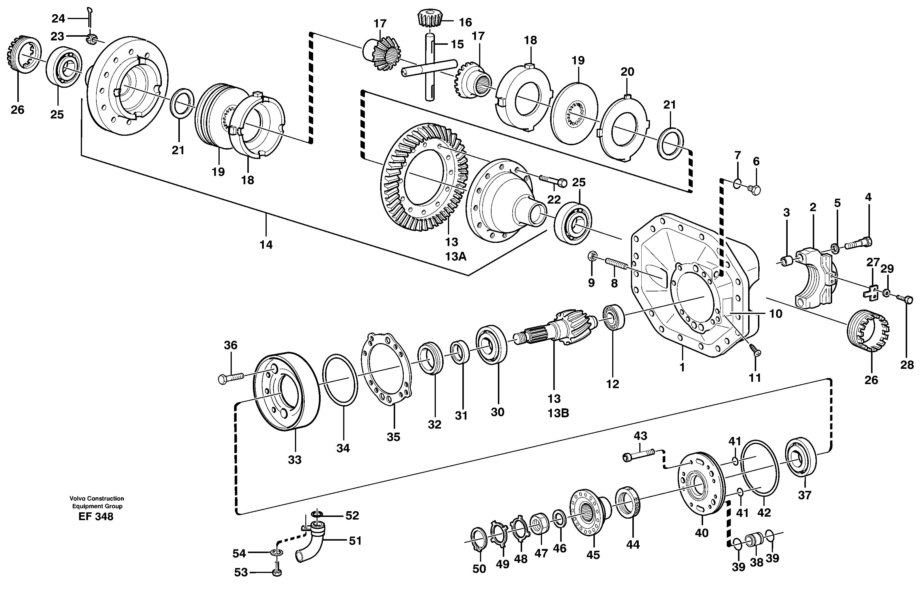 Final drive, front  23857 — volvo parts diagram