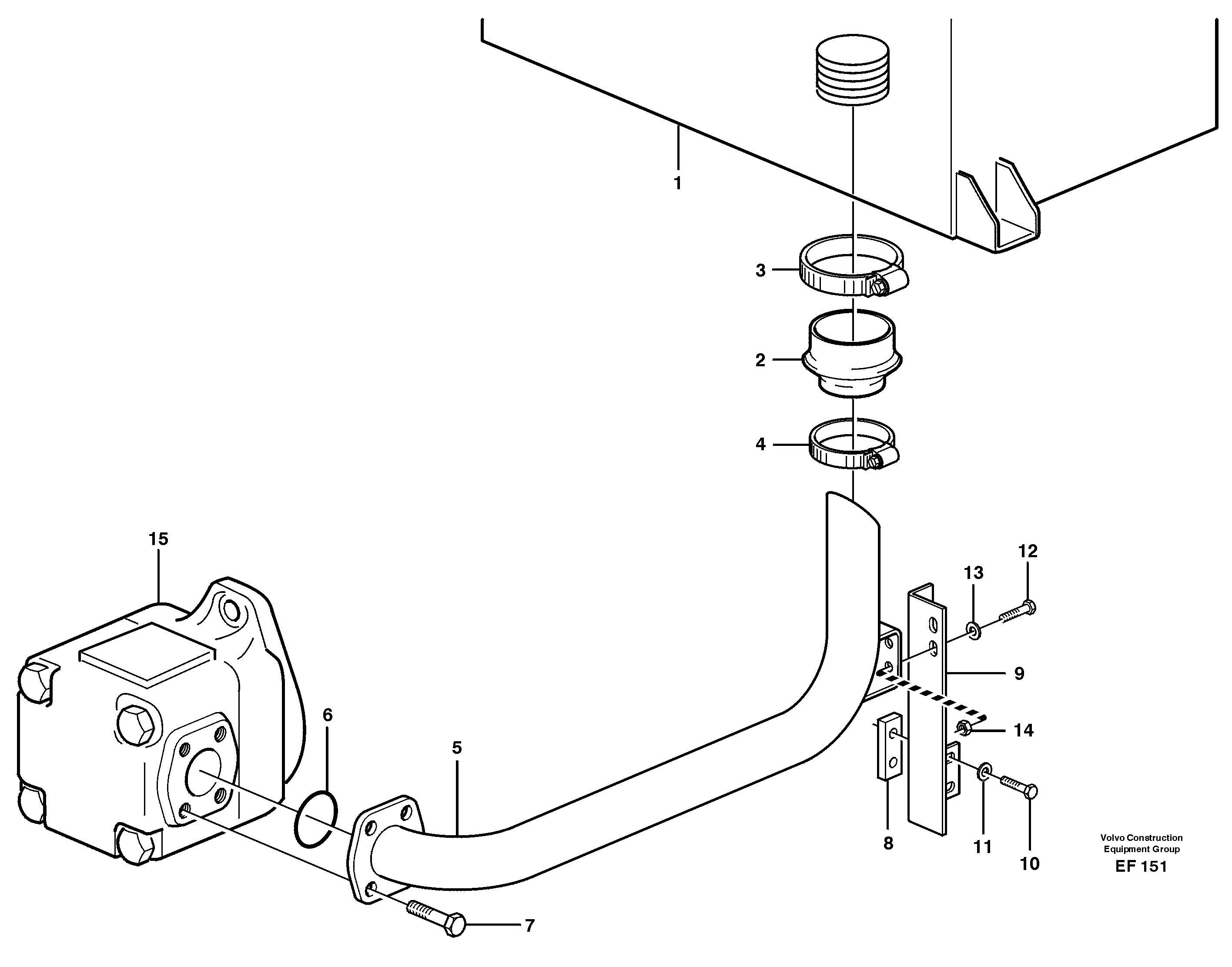 Hydraulic system, suction line — volvo parts diagram