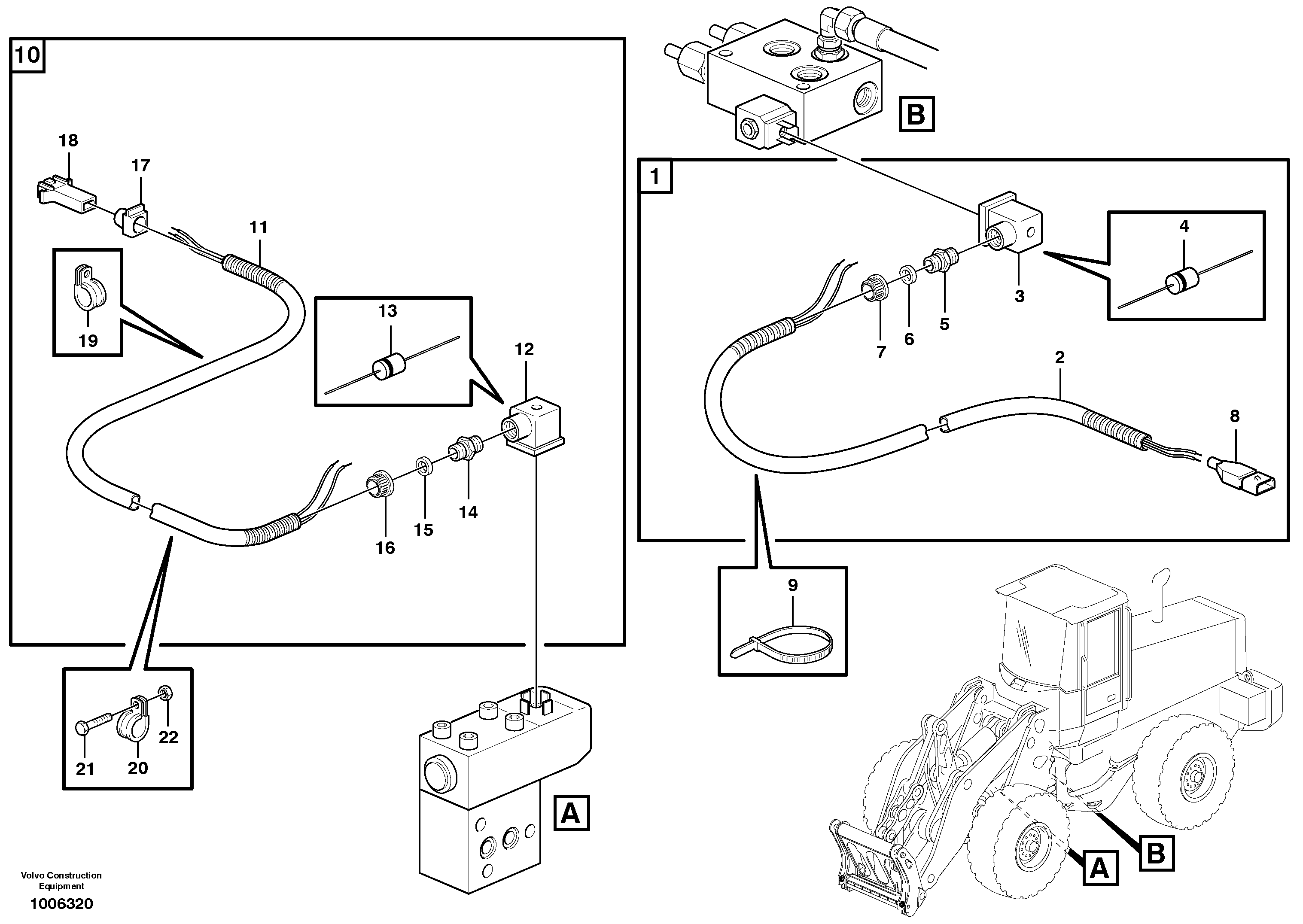 Cable harness, attachment lock  80197,  80282 — volvo parts diagram