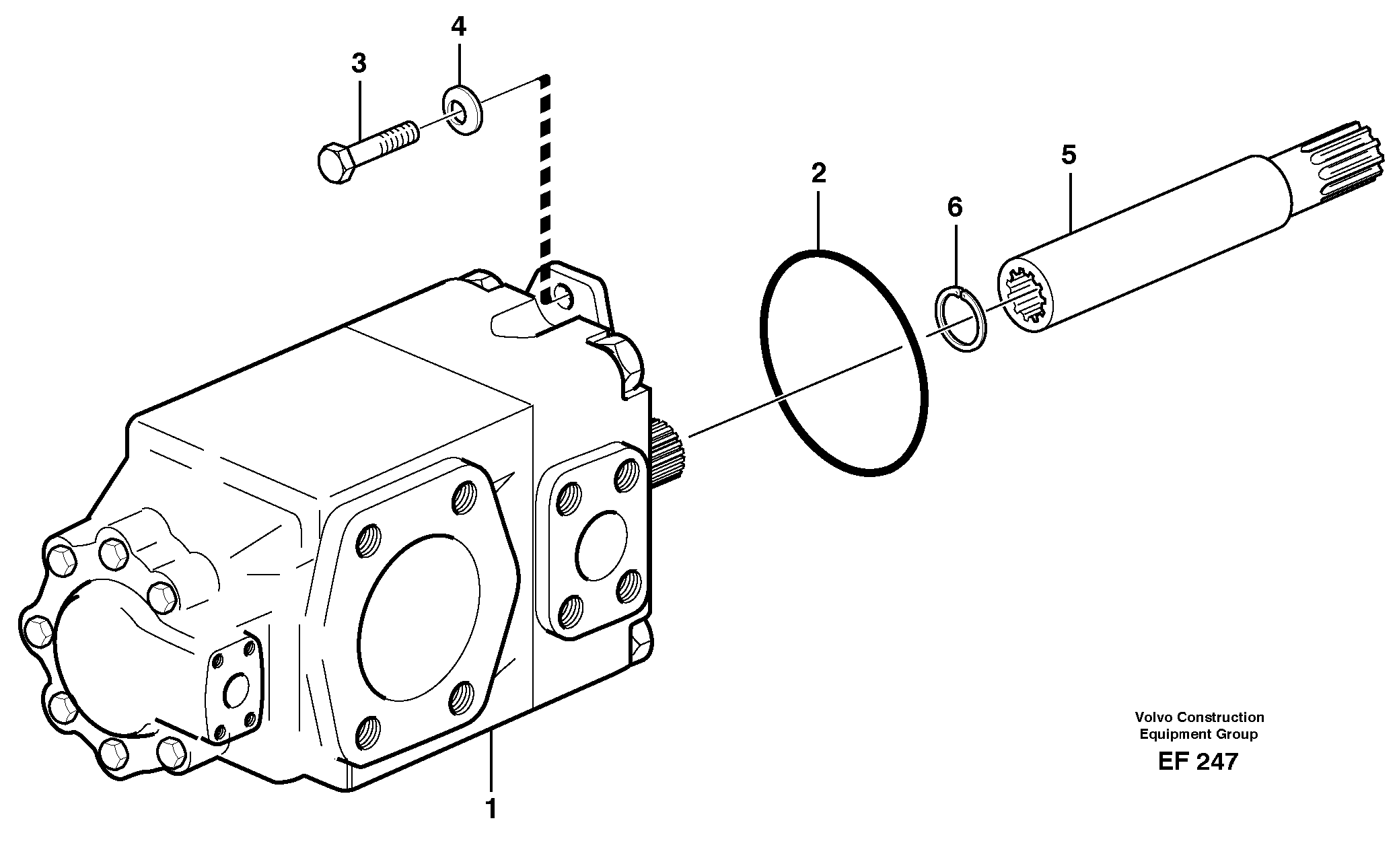 Hydraulic pump with fitting parts — volvo parts diagram