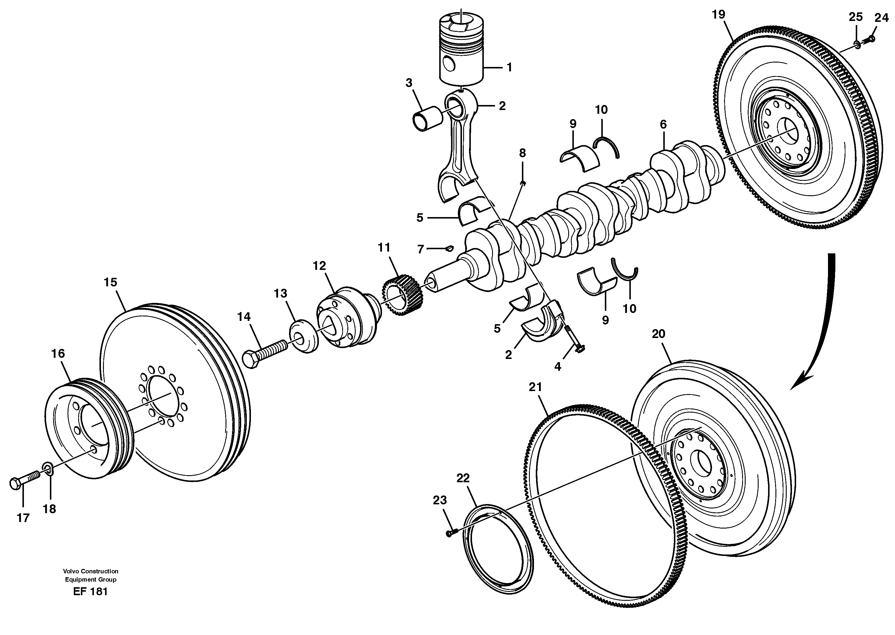 Crankshaft and related parts — volvo parts diagram