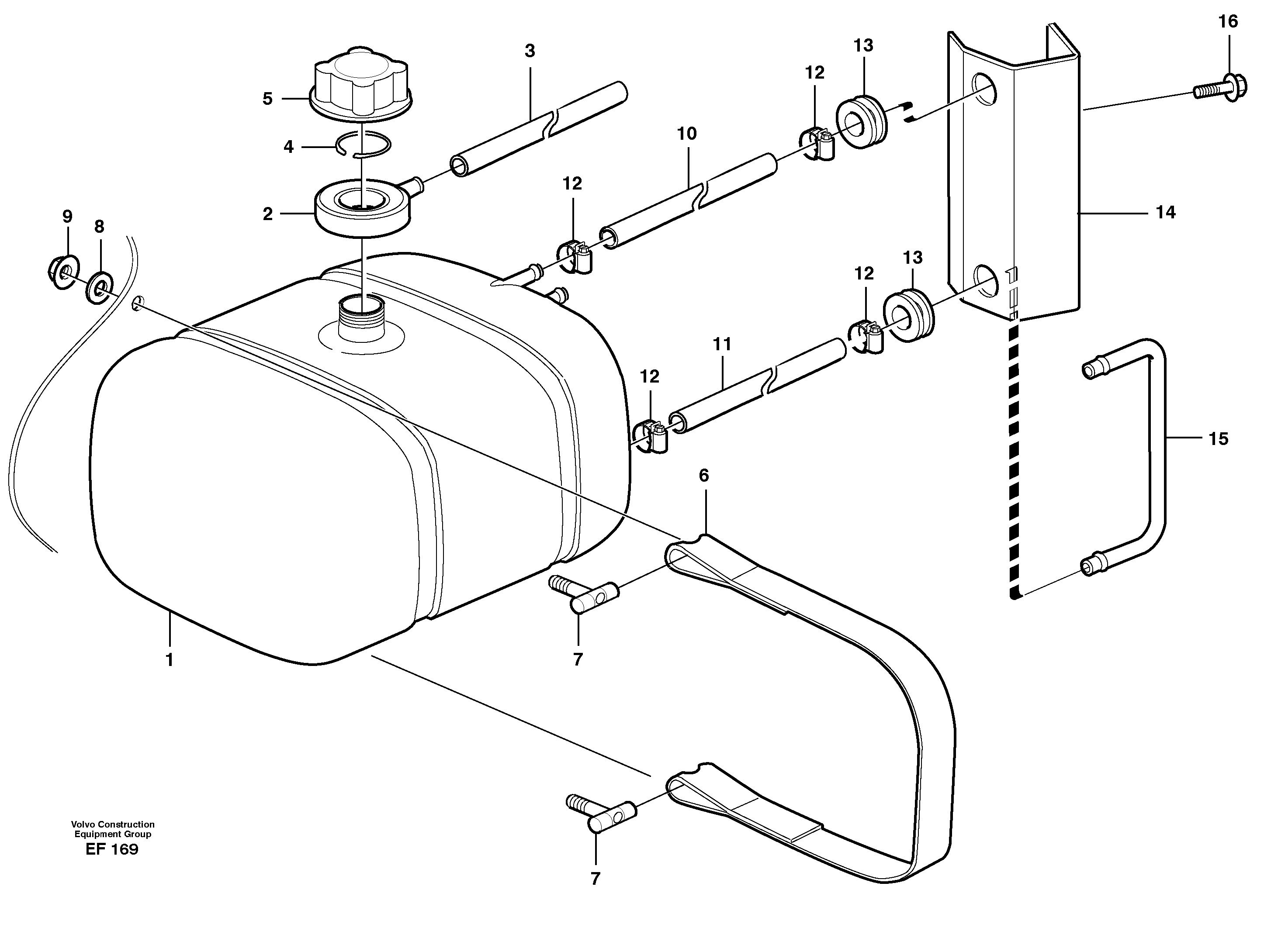 Expansion tank with fitting parts — volvo parts diagram