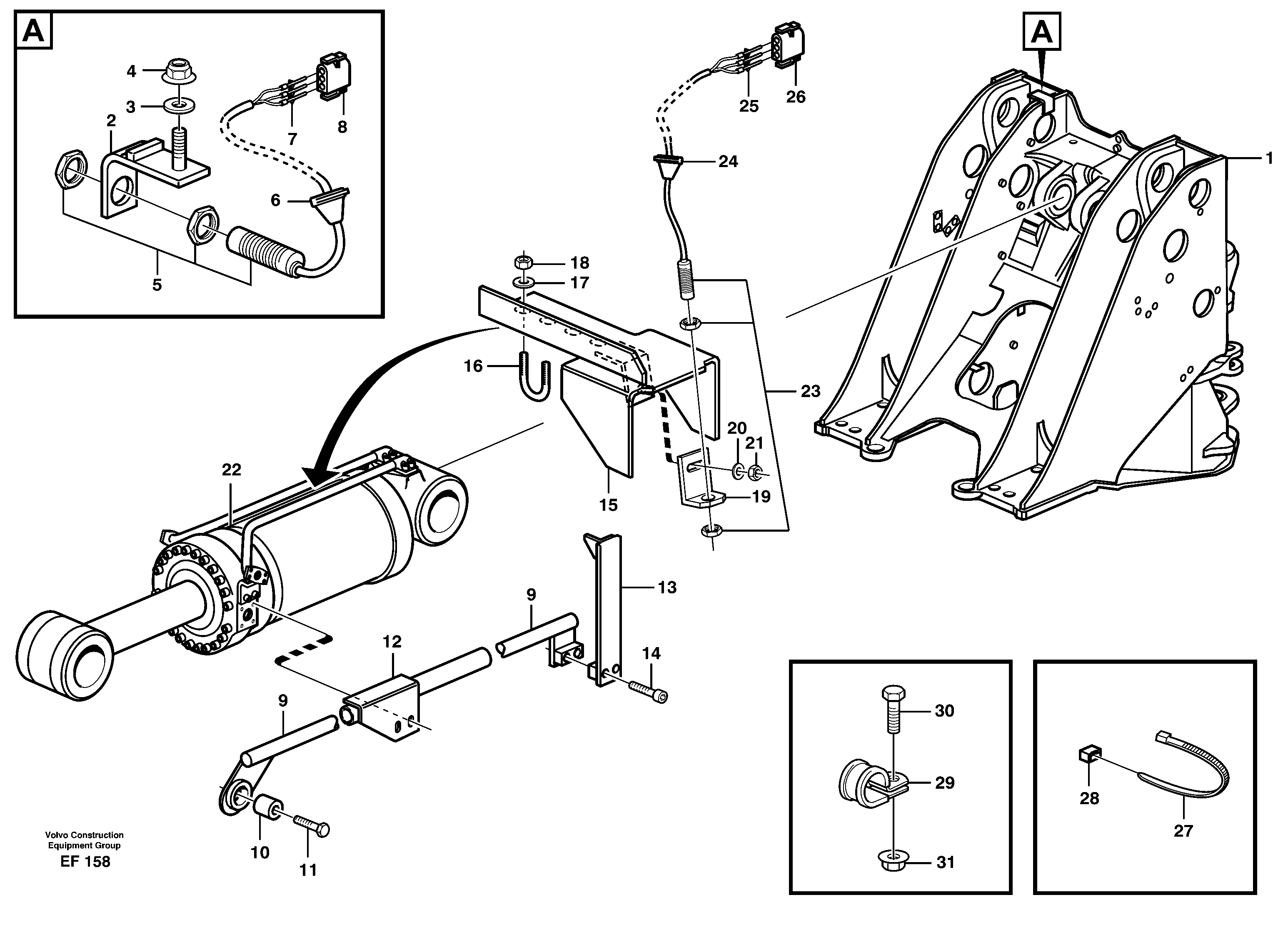 Bucket positioner and boom kickout — volvo parts diagram