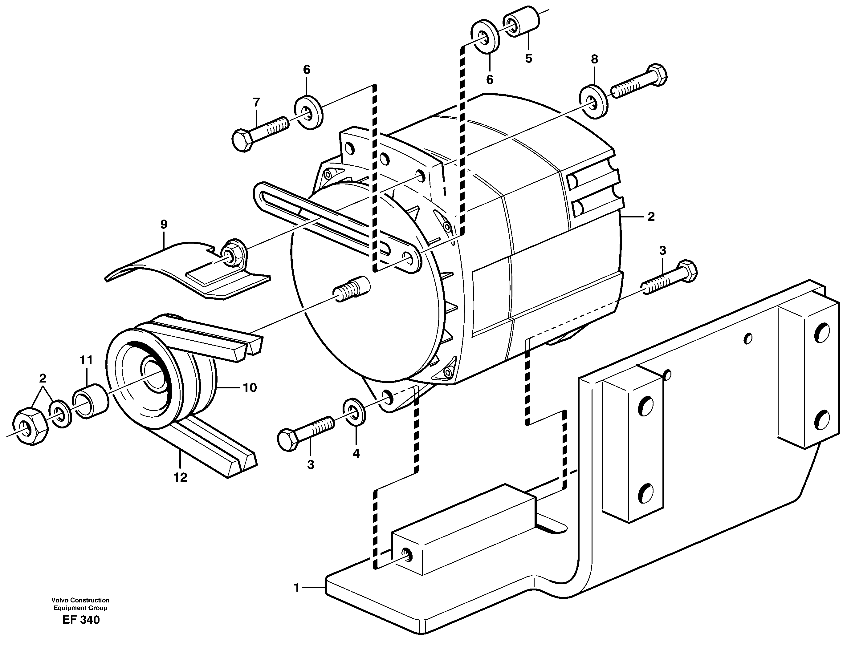 Alternator with fitting parts, 100A.  80332 — volvo parts diagram