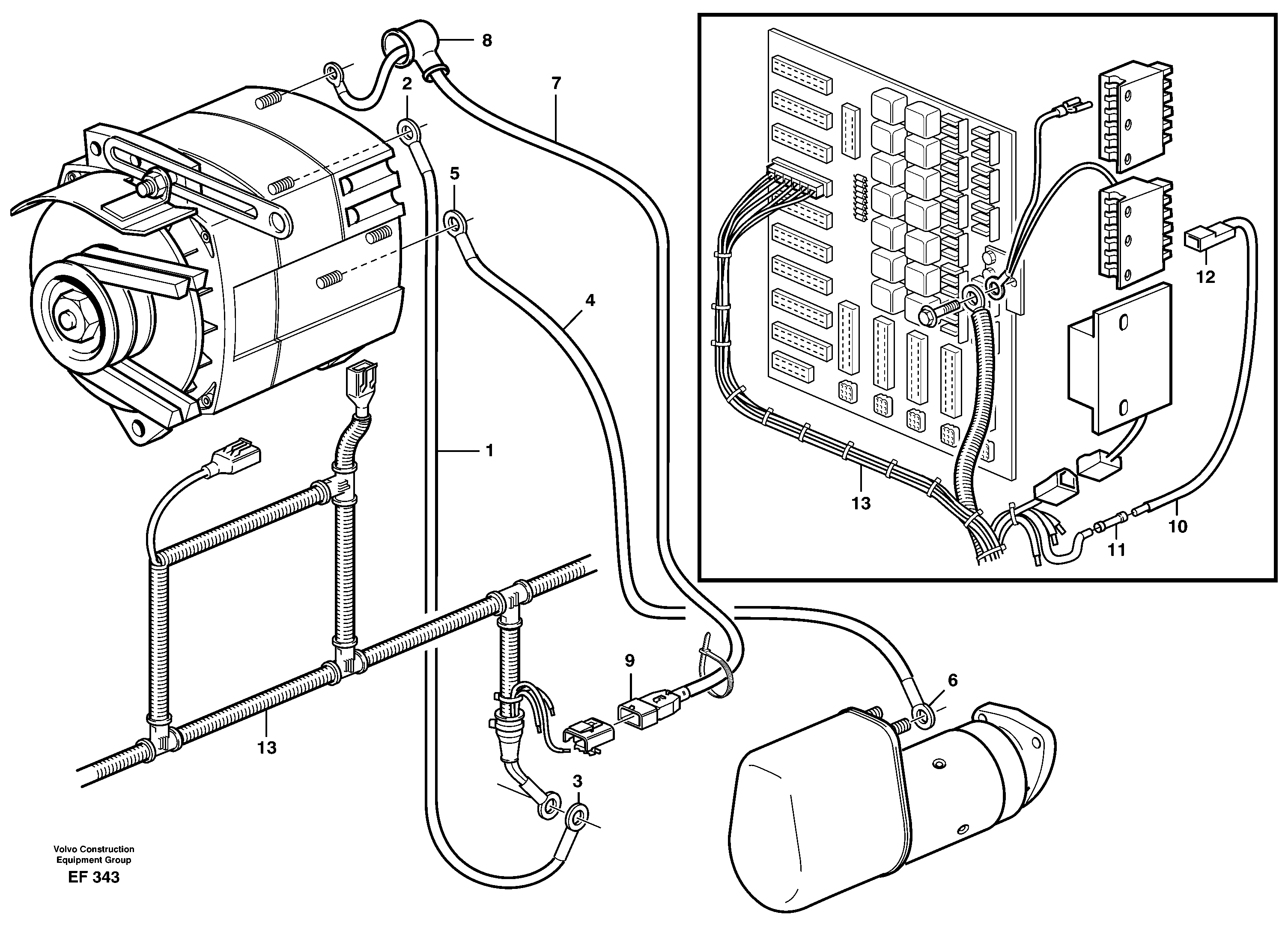 Cable harnesses, alternator 100A.  80332 — volvo parts diagram