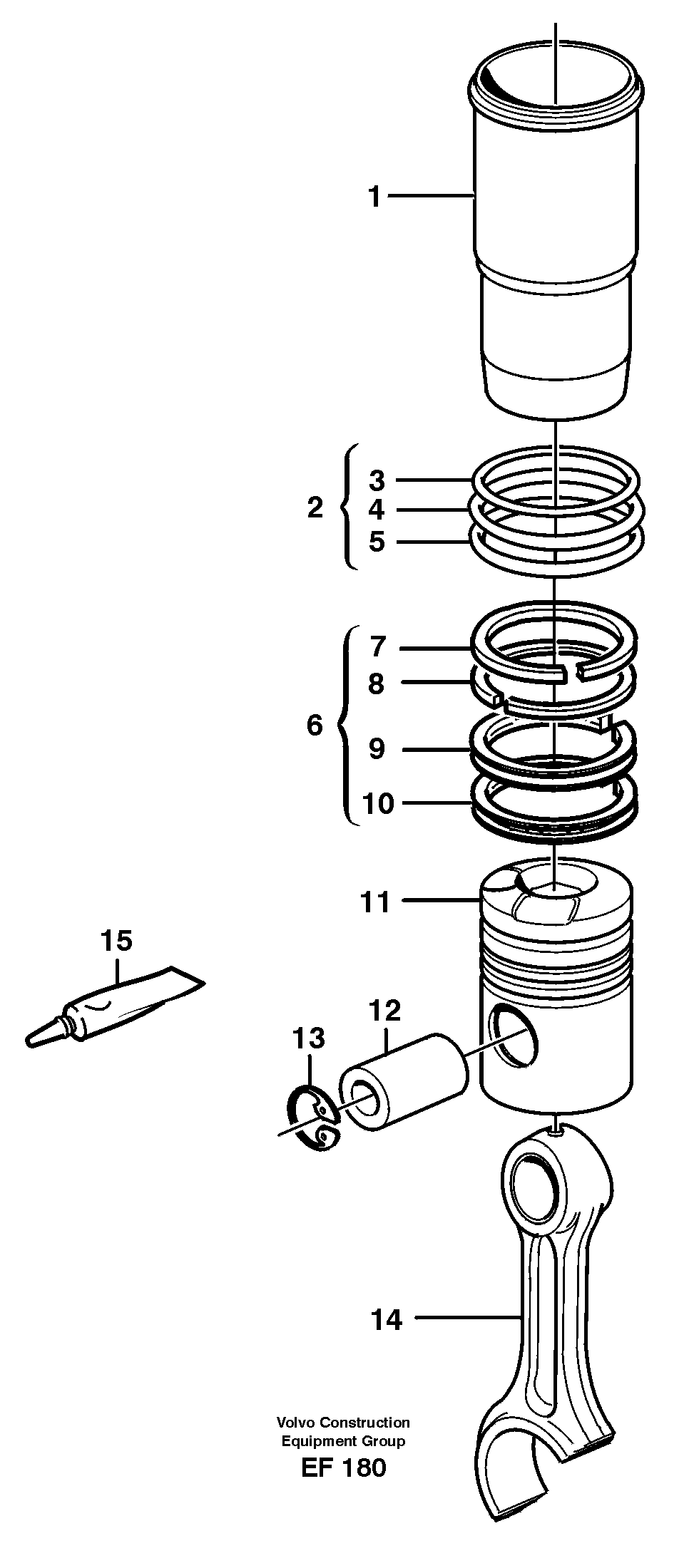 Cylinder liner and piston — volvo parts diagram