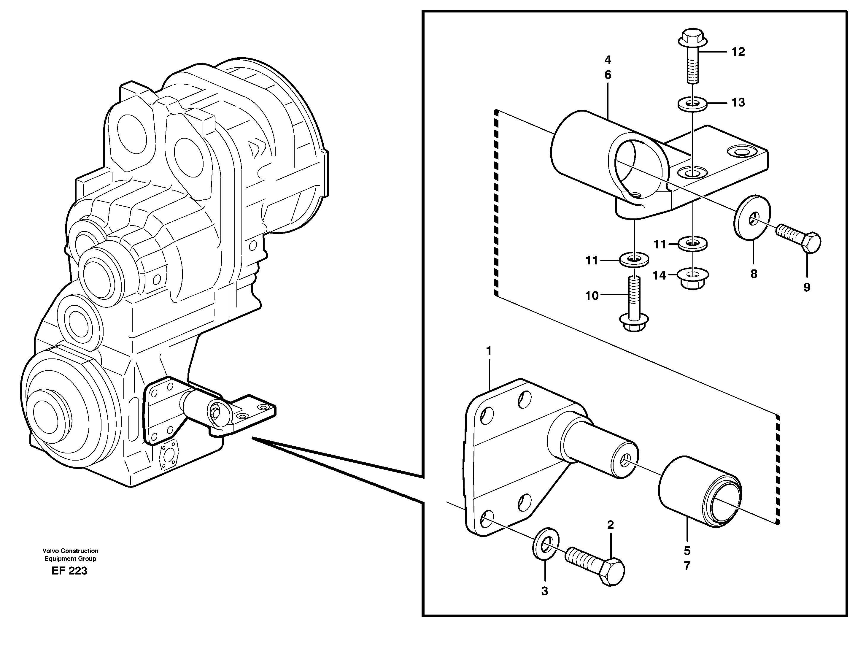 Gear box housing with fitting parts — volvo parts diagram