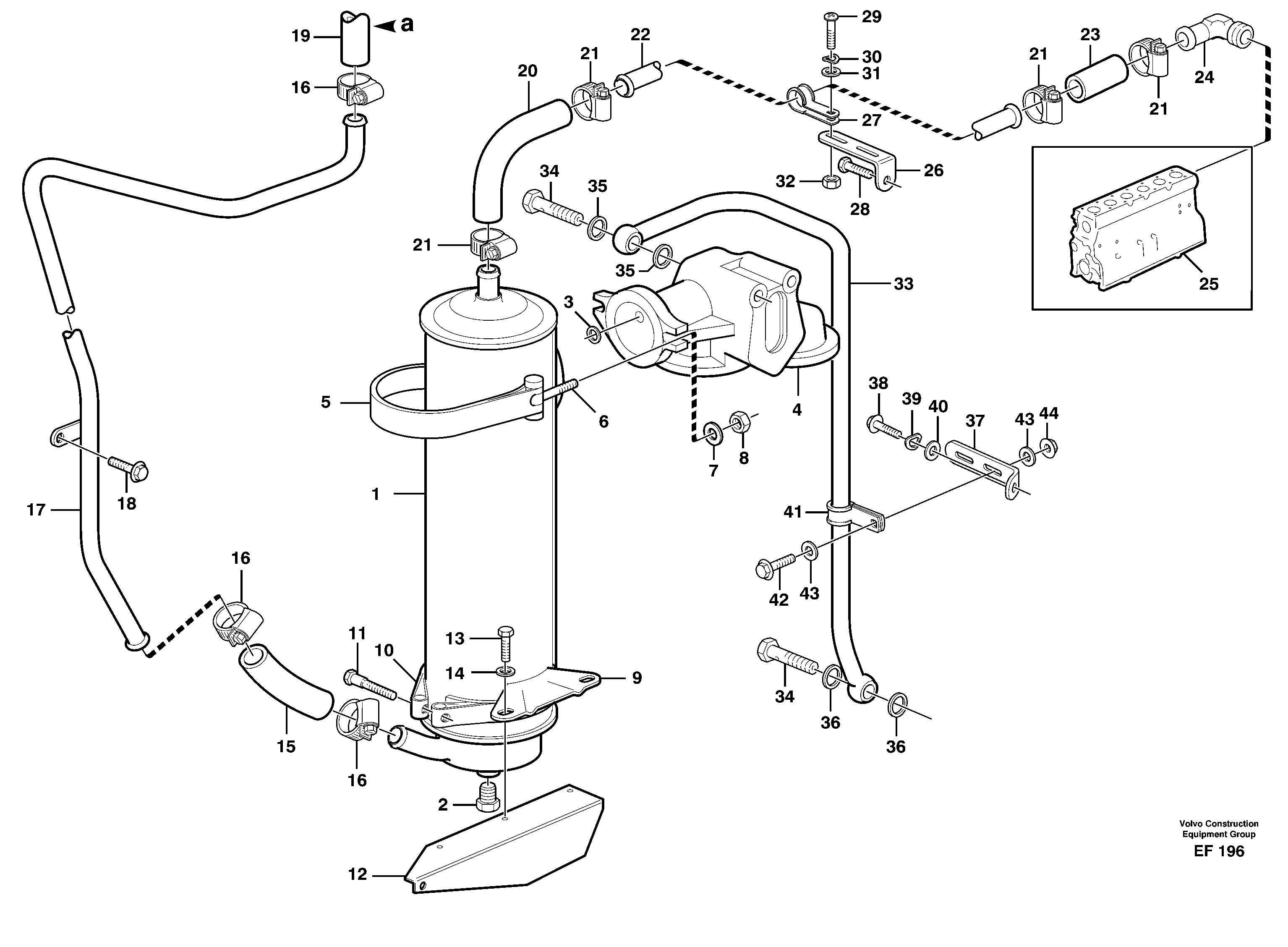 Oil cooler with hoses — volvo parts diagram