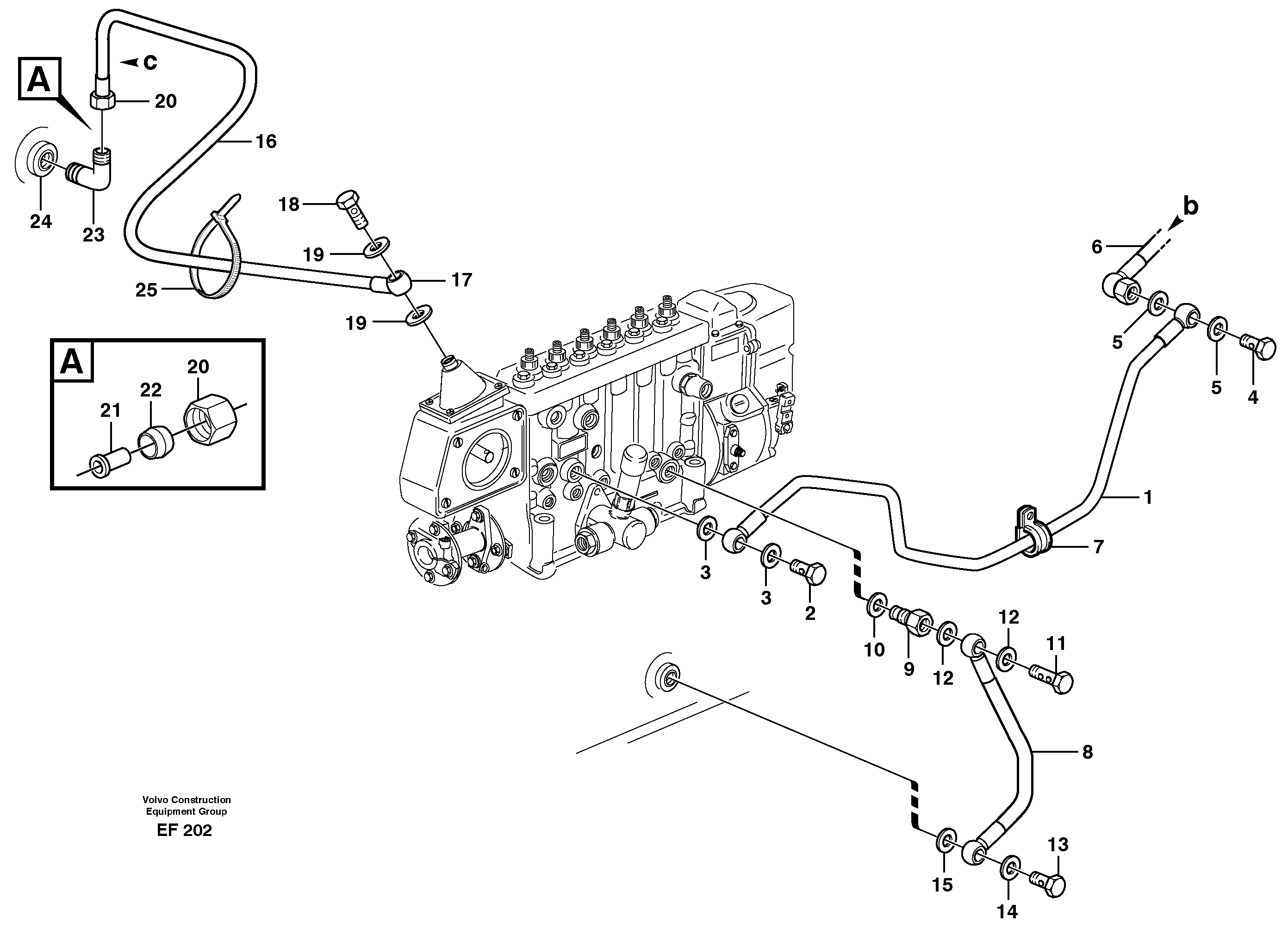 Fuel system, oil pipe, pipe for smoke limiter — volvo parts diagram