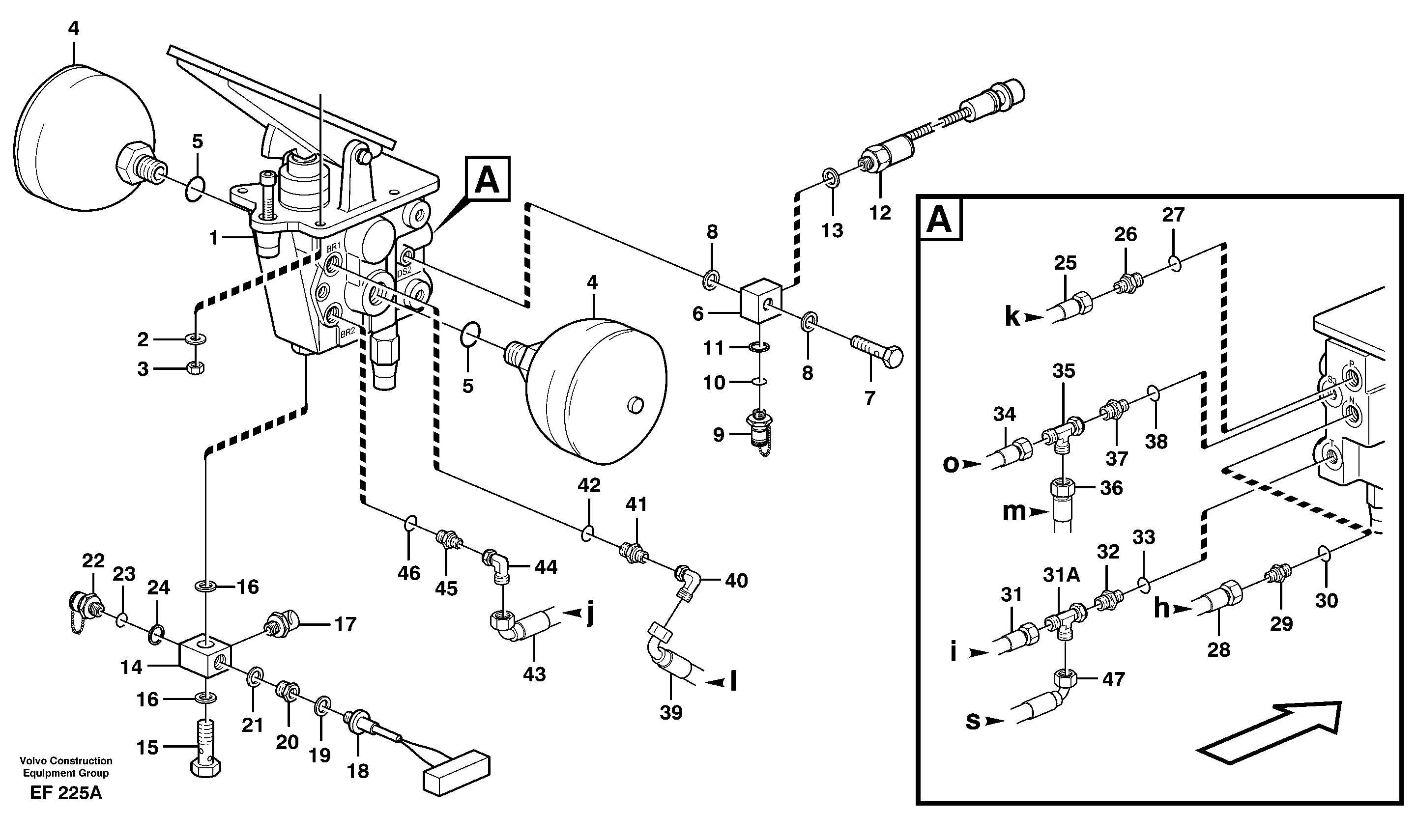Footbrake valve with connectors — volvo parts diagram