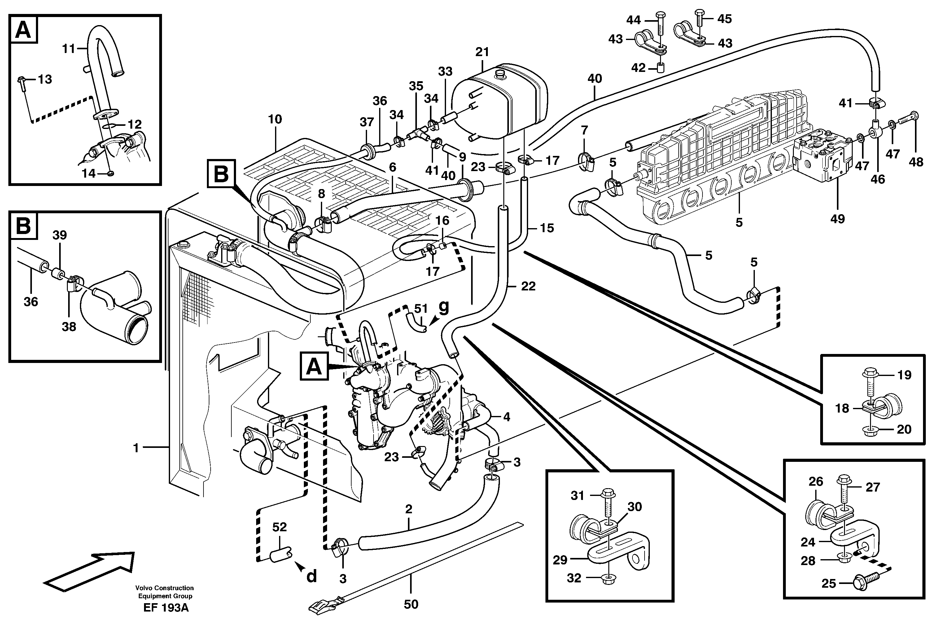 Cooling system. Expansion tank, intercooler — volvo parts diagram