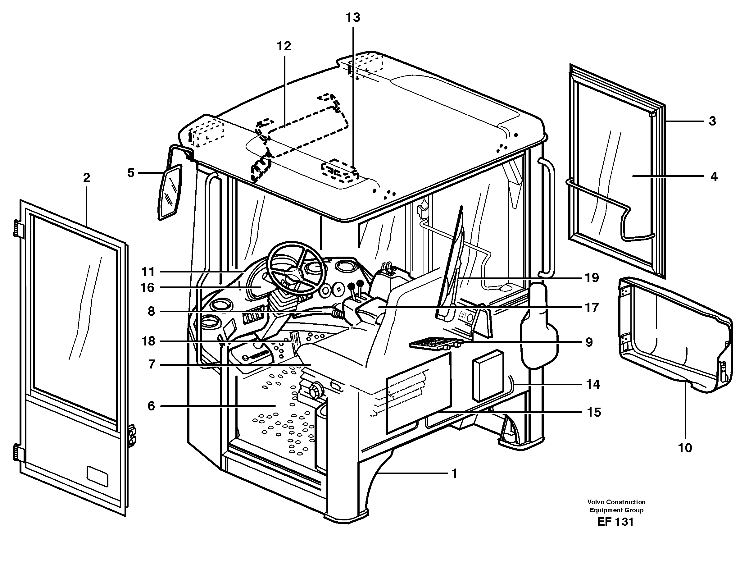 Drivers cab — volvo parts diagram
